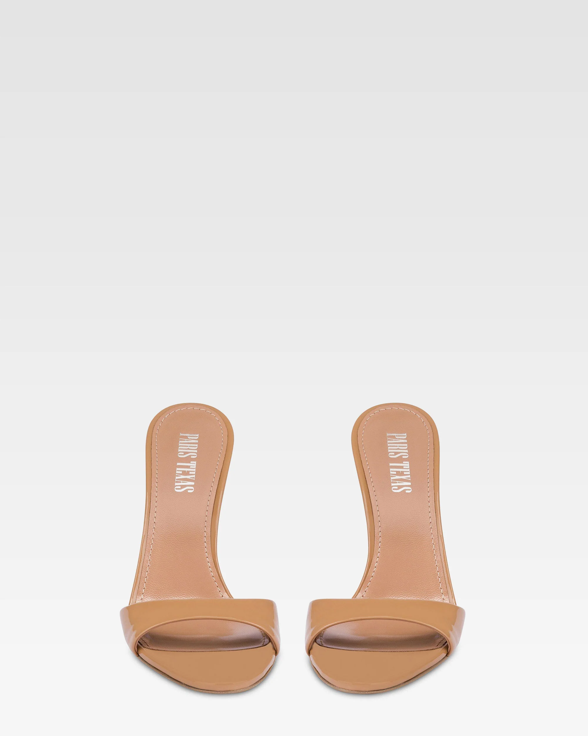 Almond-toe mules in patent caramel leather - Image 3