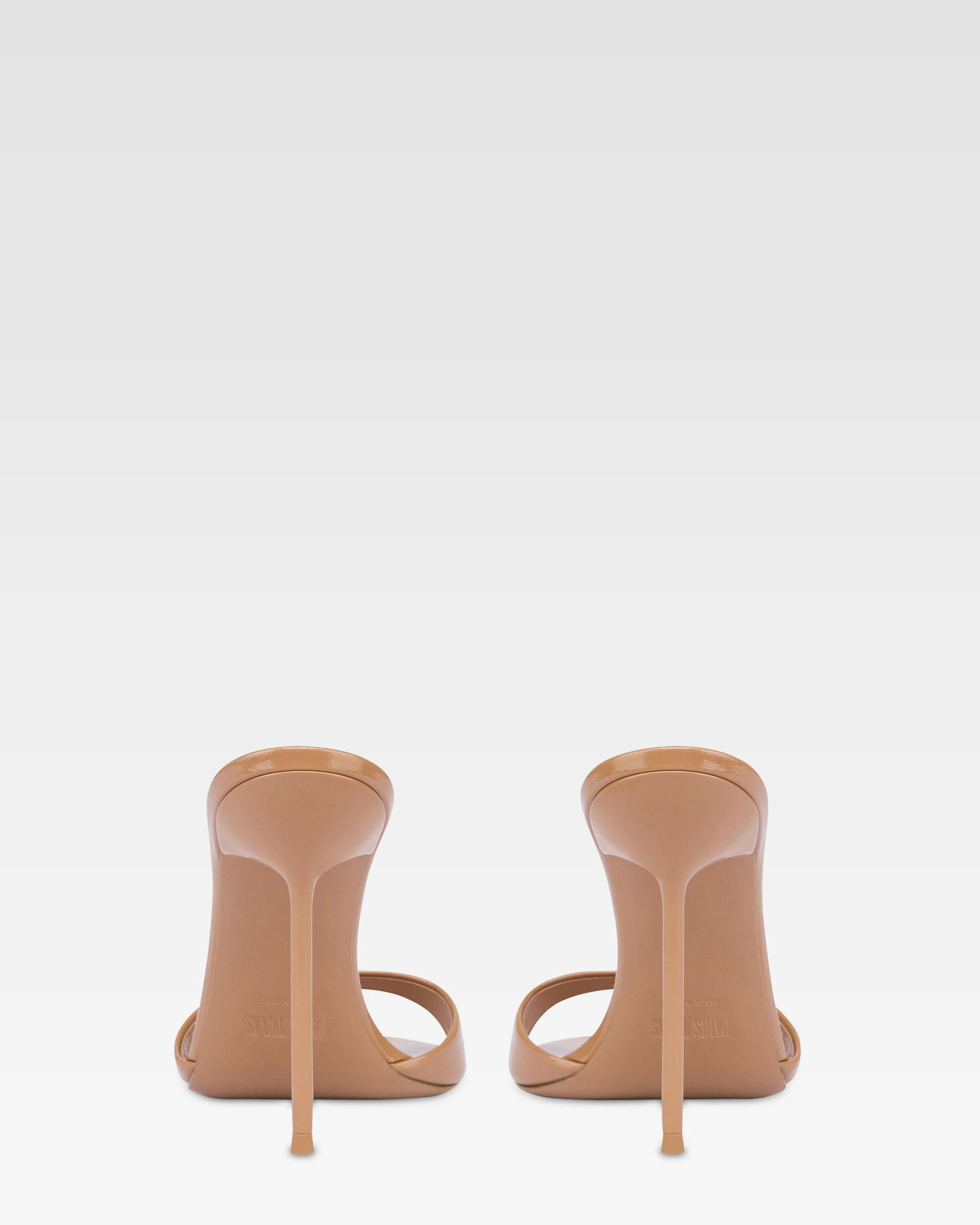 Almond-toe mules in patent caramel leather - Image 4