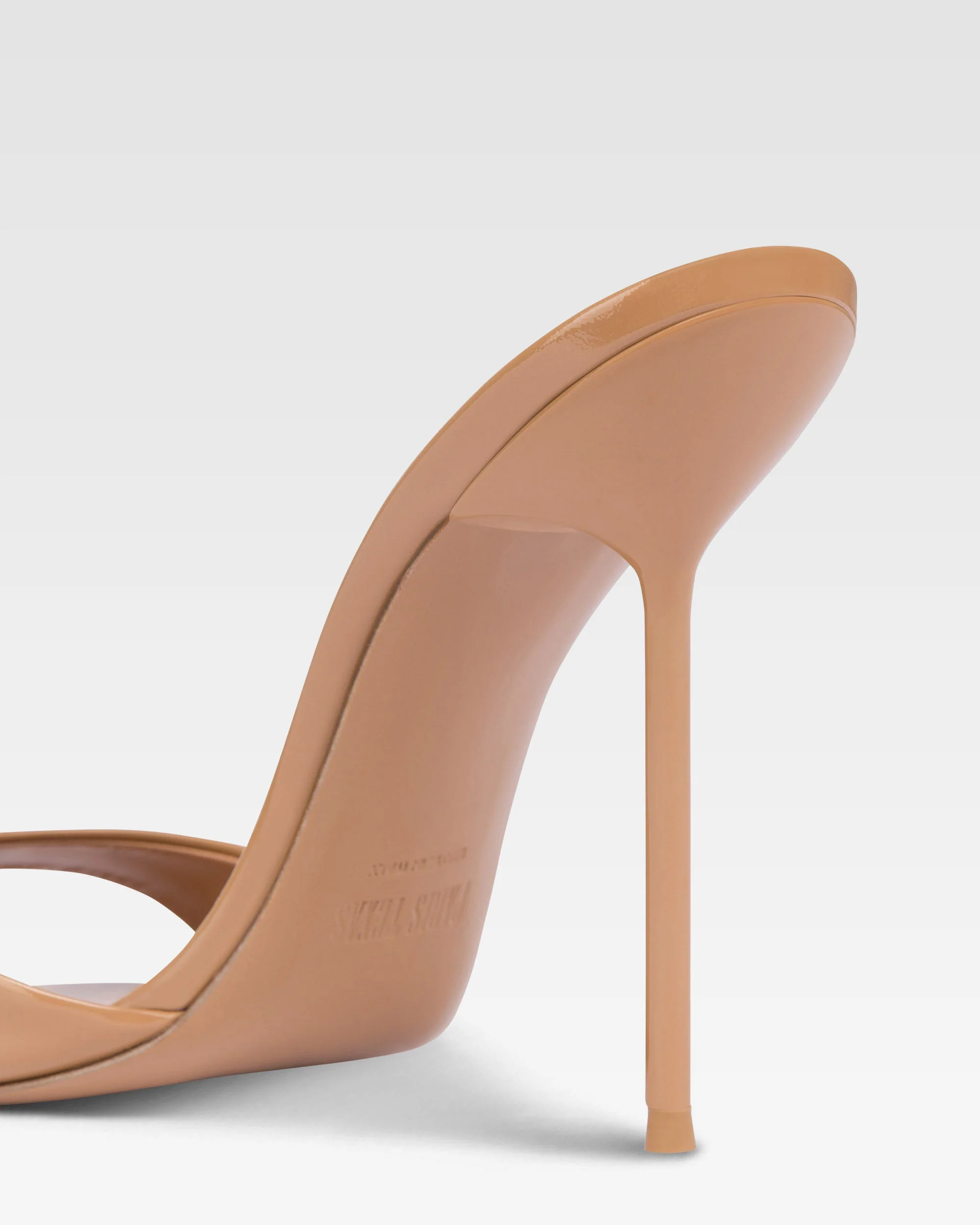 Almond-toe mules in patent caramel leather - Image 5