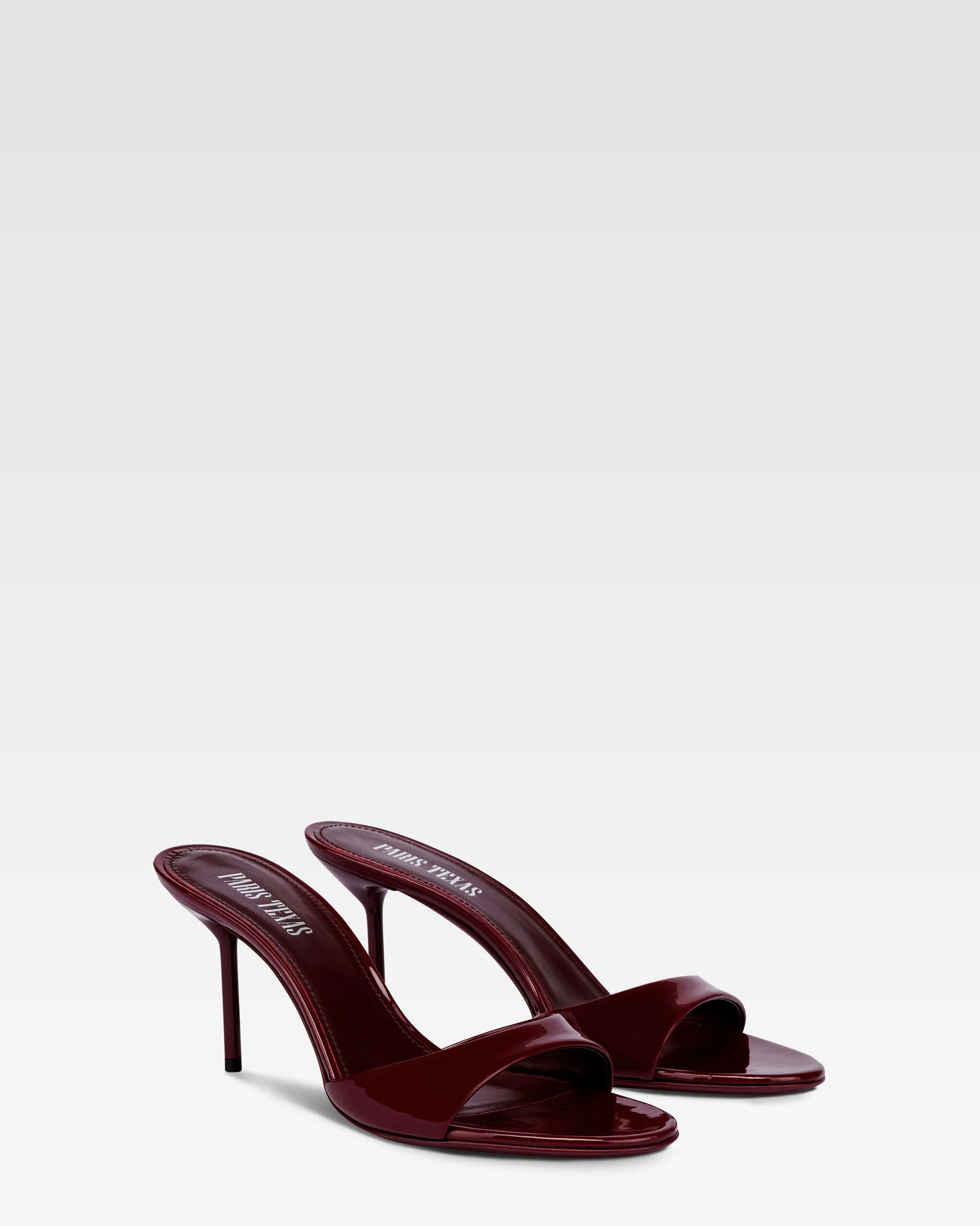 Almond-toe mules in patent rouge noir leather - Image 2