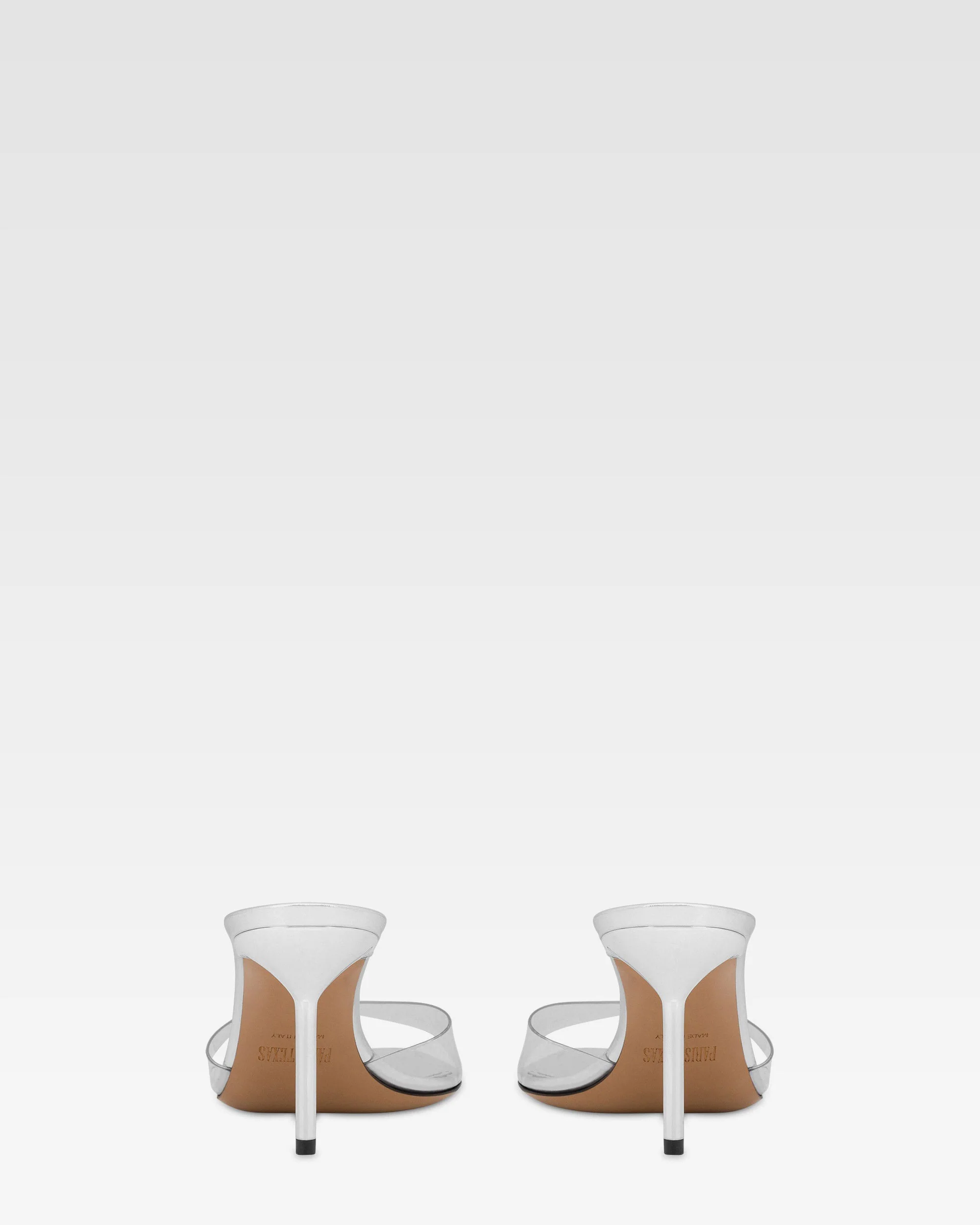 Almond-toe mules in supple silver PVC-mirror leather - Image 4