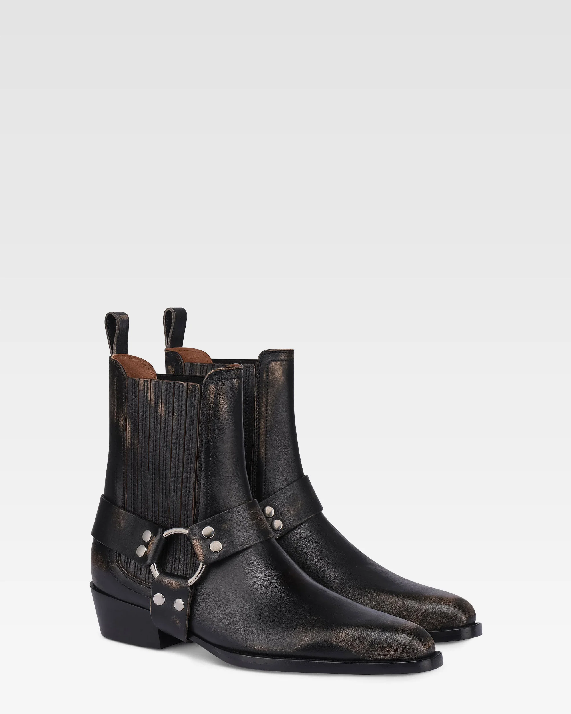 Ankle boots in black brushed leather - Image 2