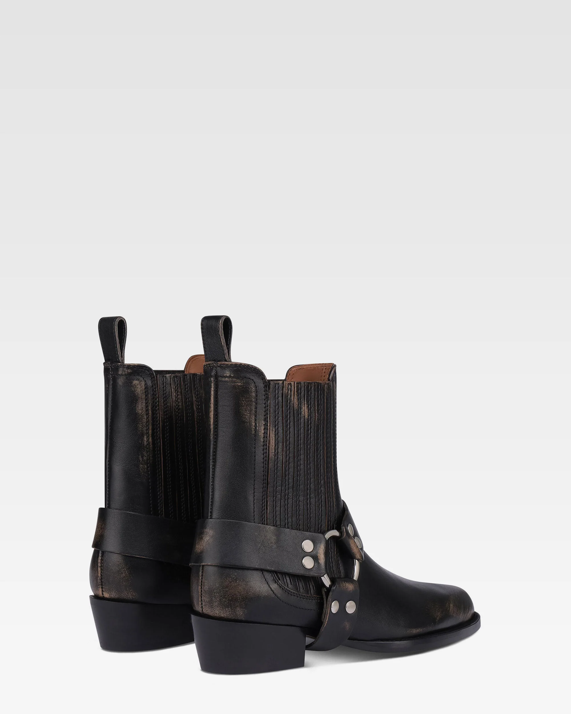 Ankle boots in black brushed leather - Image 3
