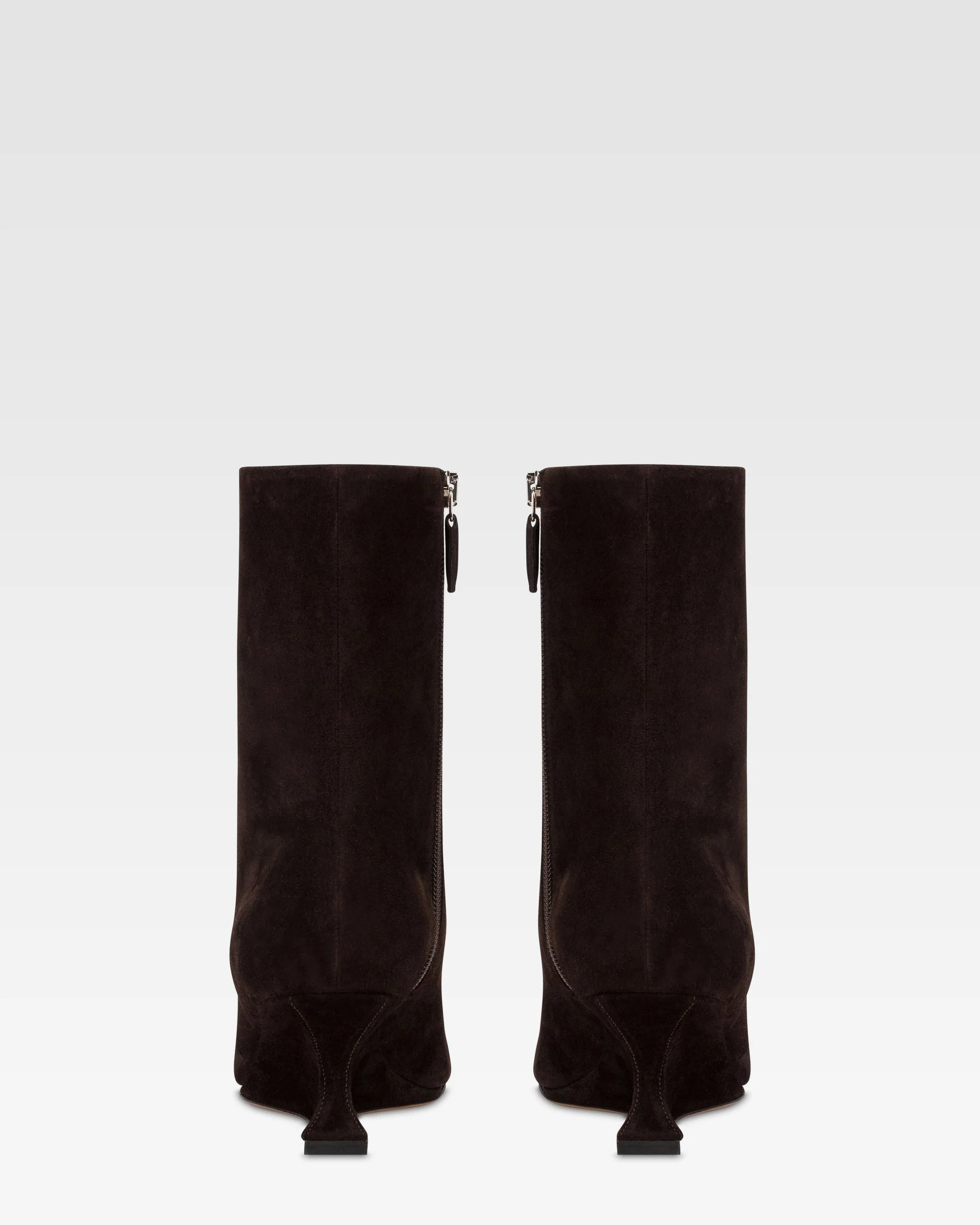 Ankle boots in ebony calf suede leather. - Image 4