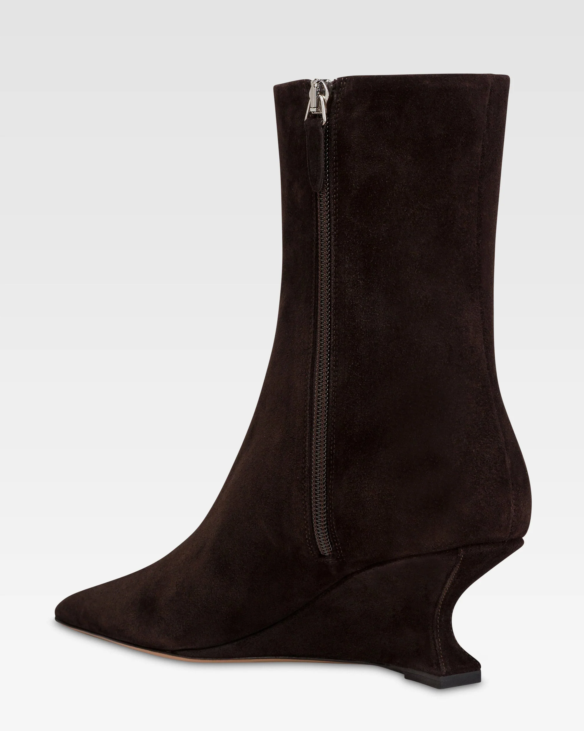 Ankle boots in ebony calf suede leather. - Image 5