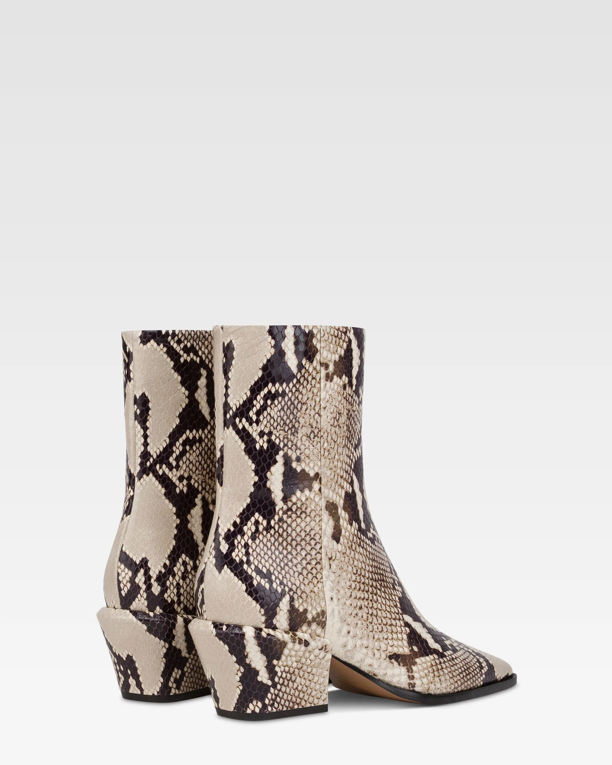 Ankle boots in natural printed python leather. - Image 3