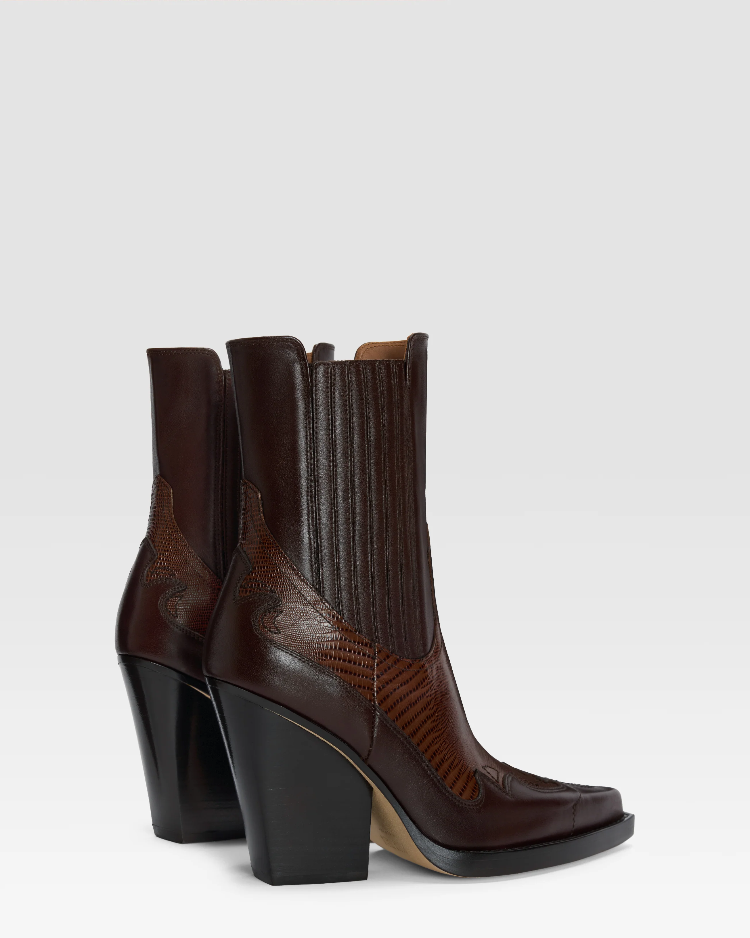 Ankle Boots in printed lizard-calf leather brown - Image 3