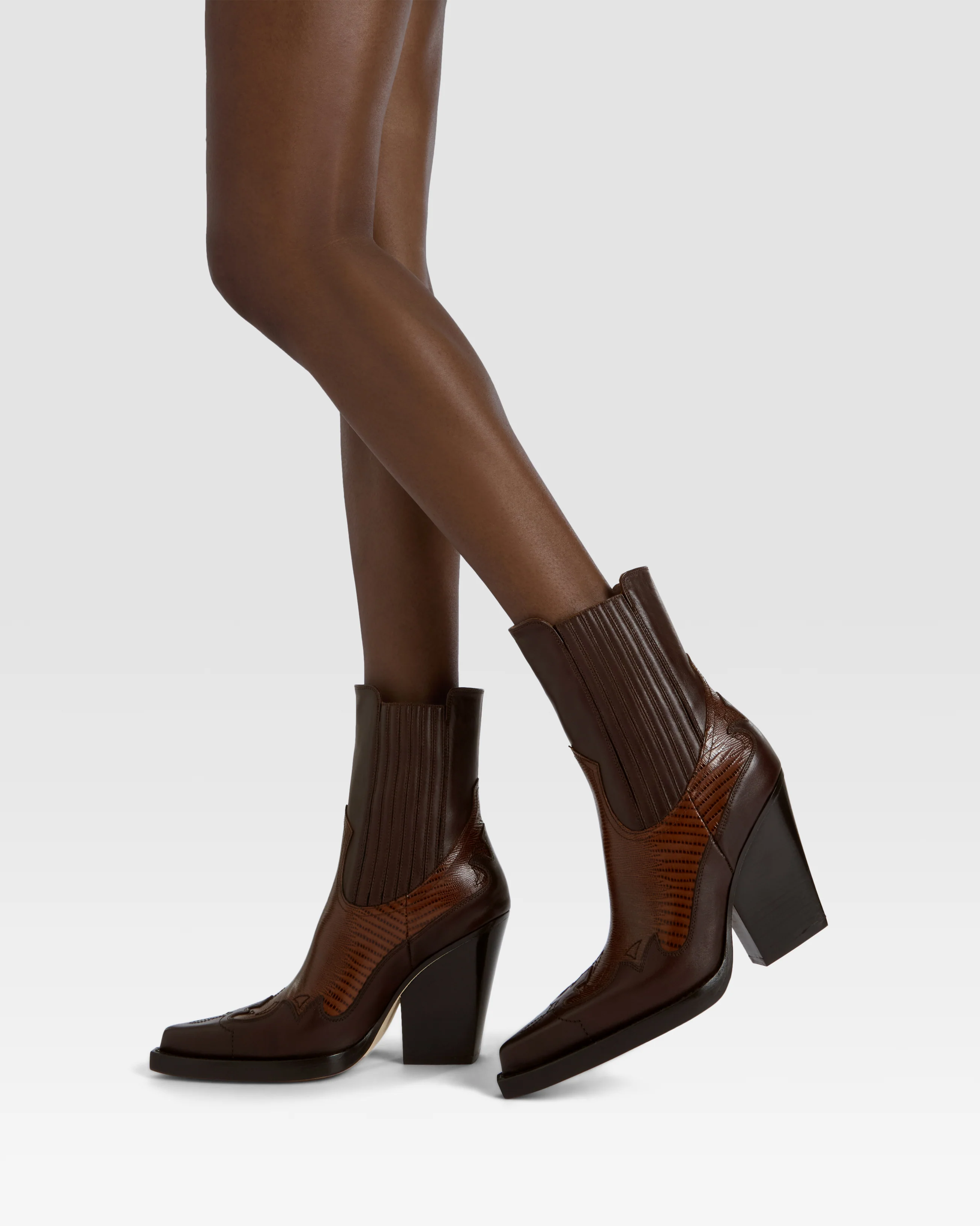 Ankle Boots in printed lizard-calf leather brown - Image 6