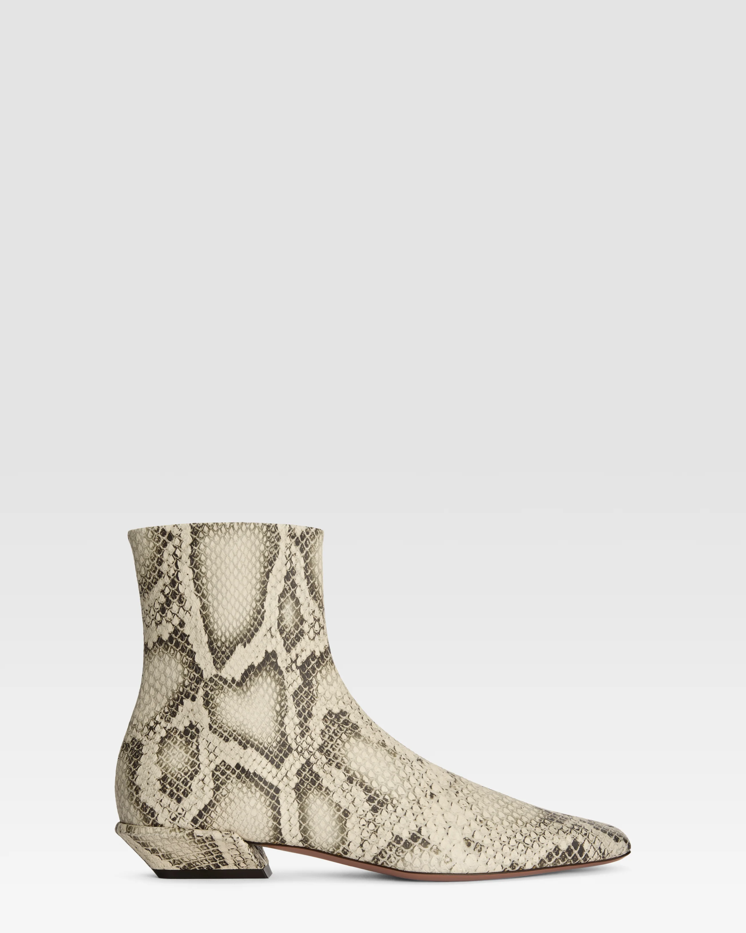 Python-print leather ankle boot
