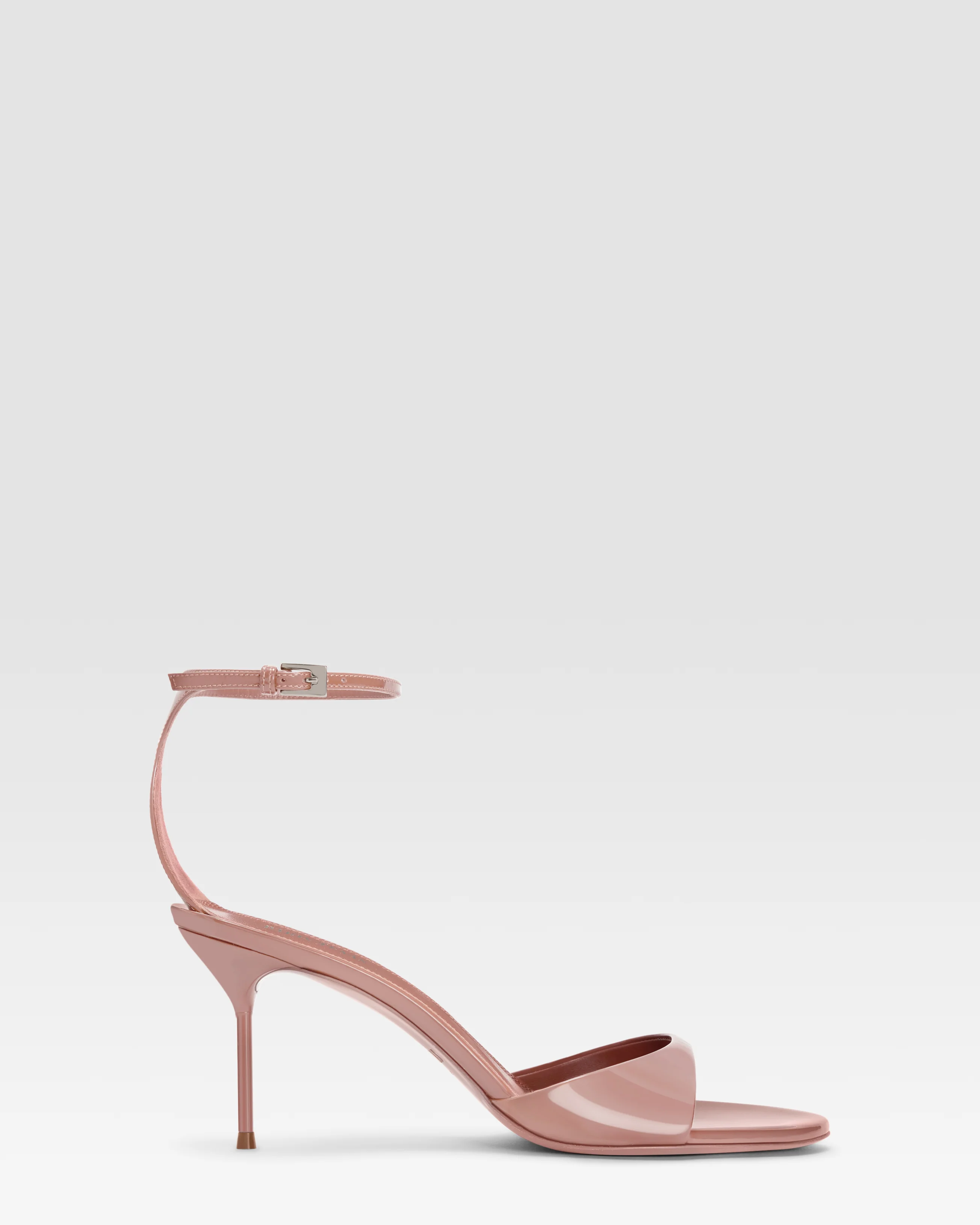 Patent leather sandal with ankle strap