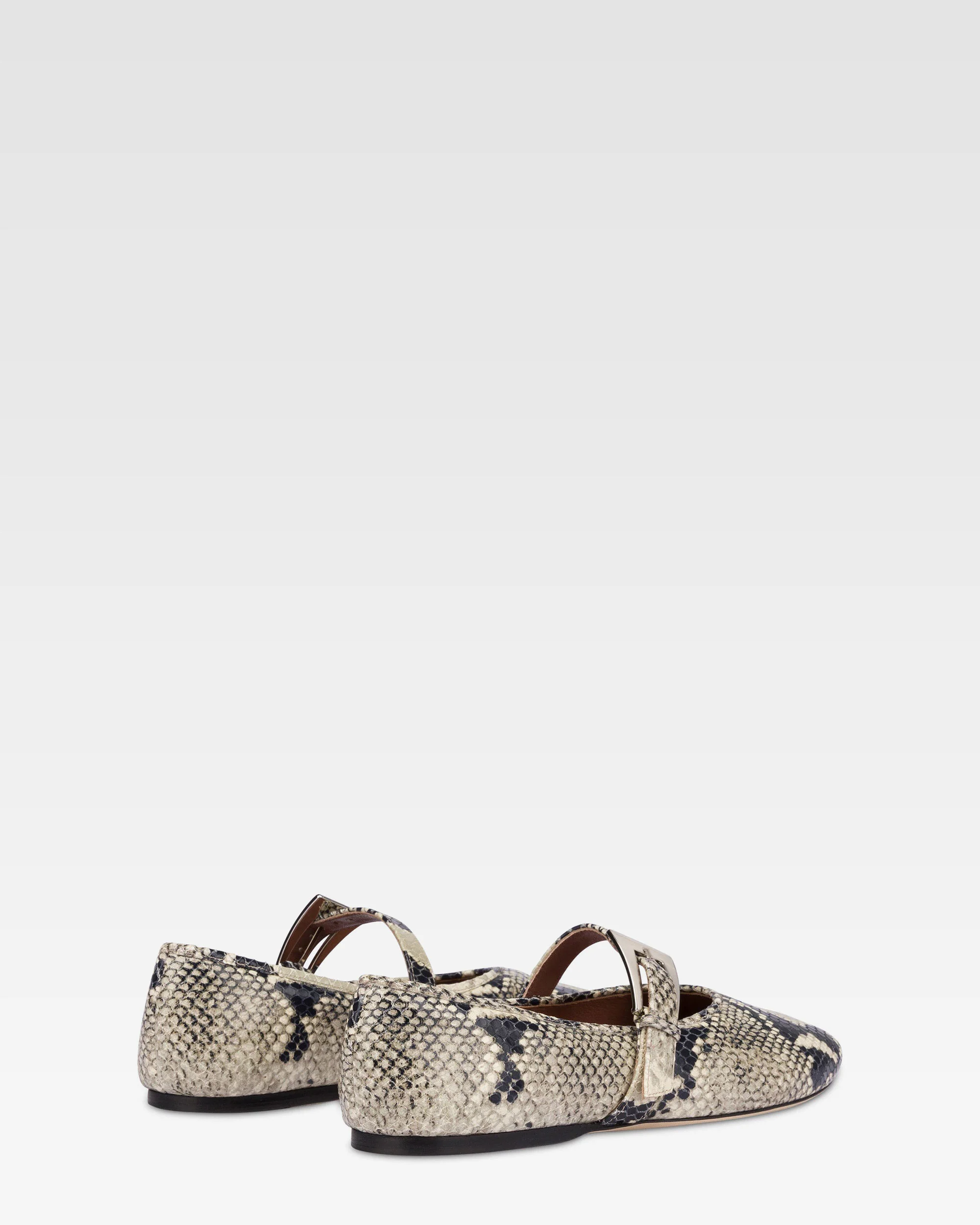 Ballet flats in natural python-printed leather - Image 3