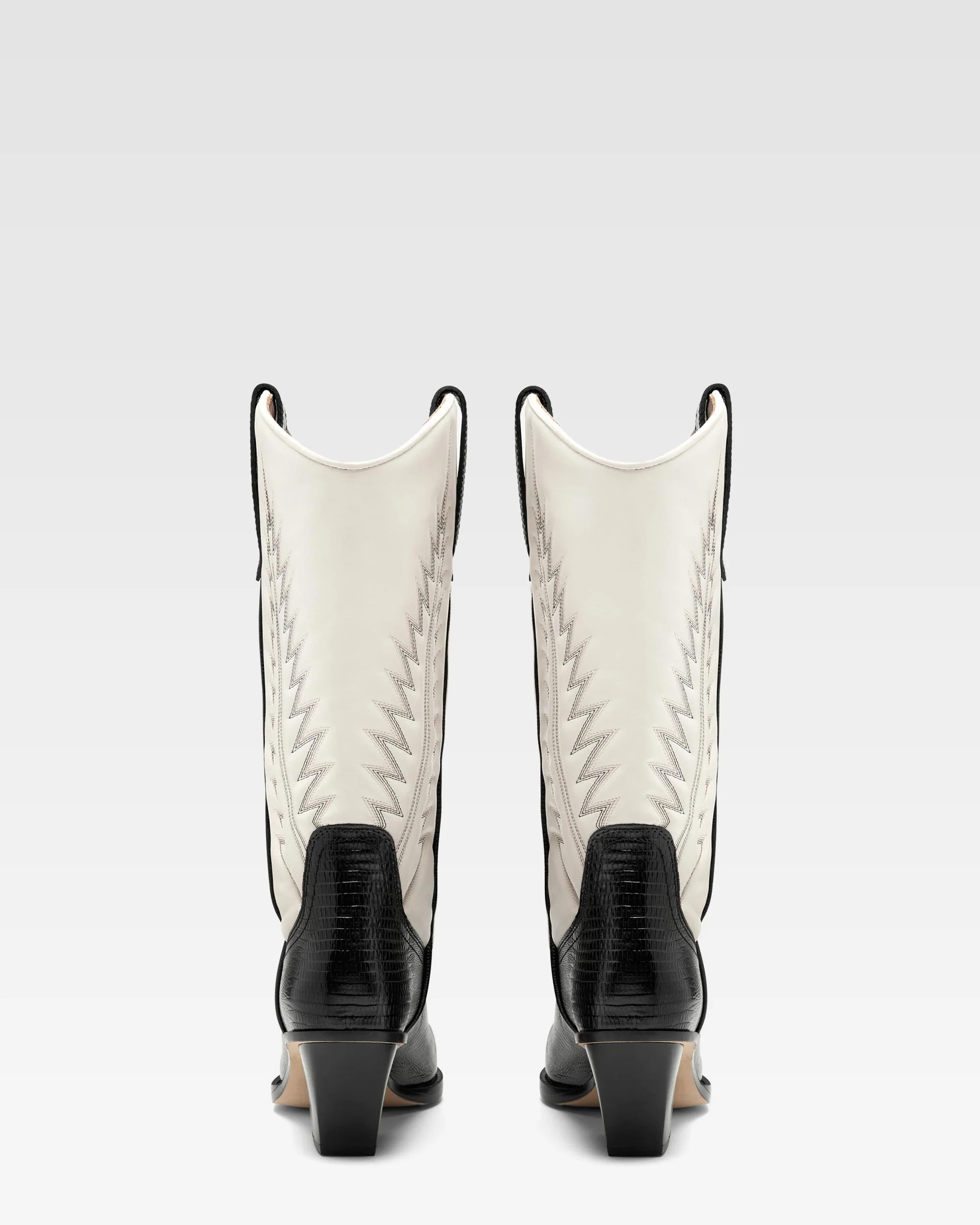 Black and white lizard-effect nappa leather boots - Image 4
