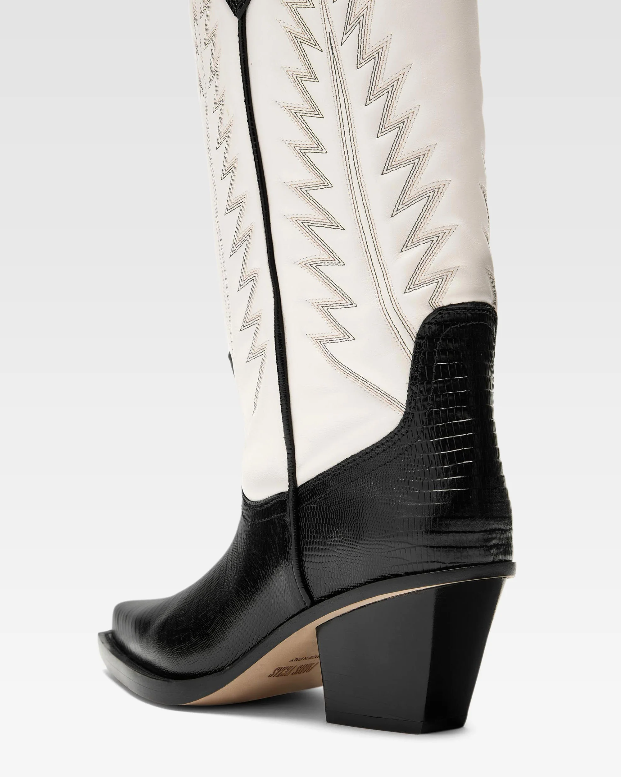 Black and white lizard-effect nappa leather boots - Image 5