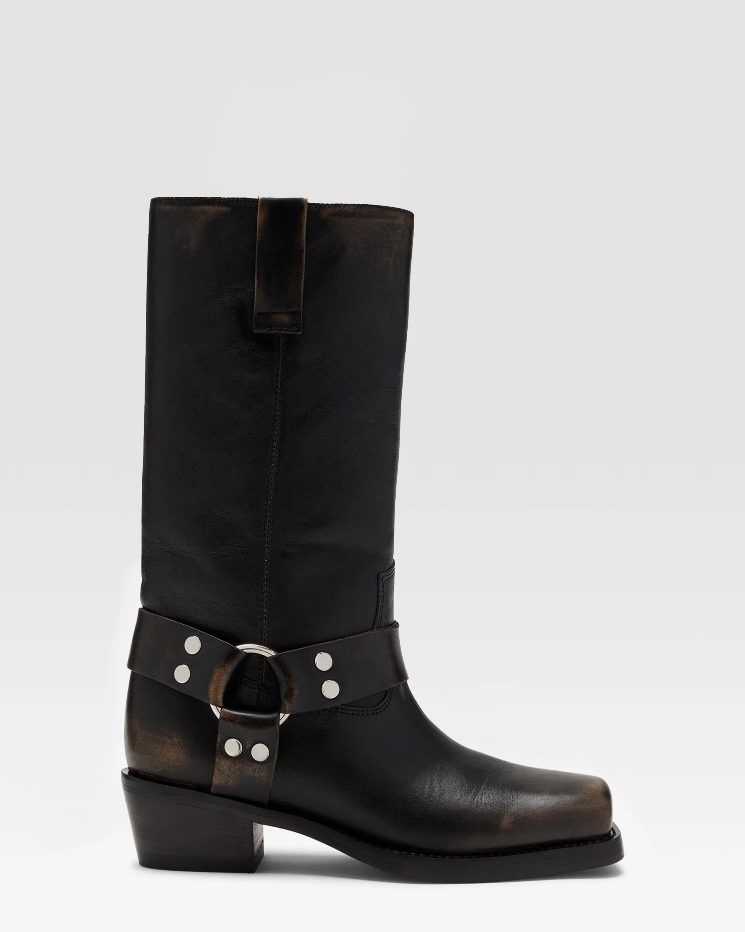 Black brushed leather boots