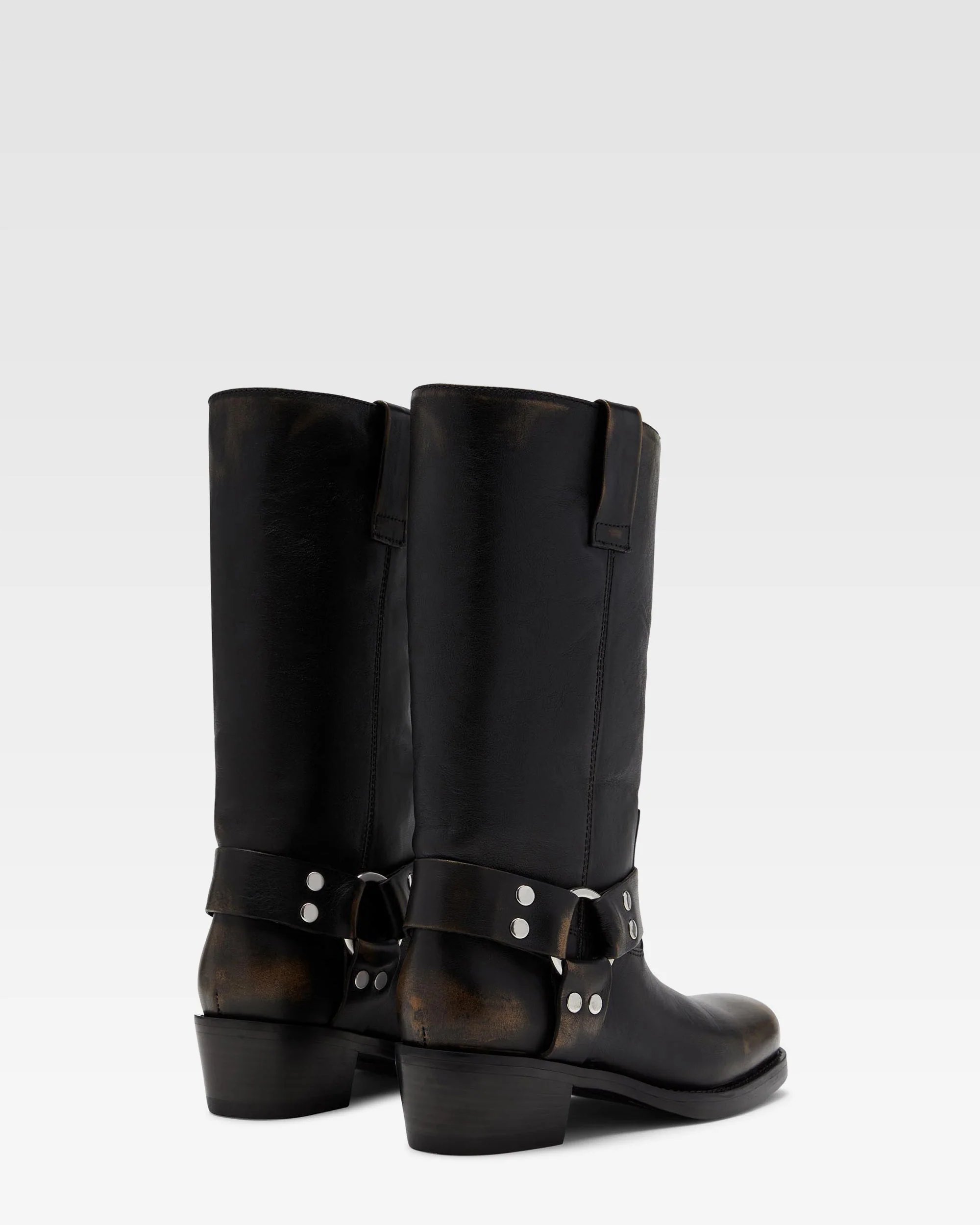 Black brushed leather boots - Image 3