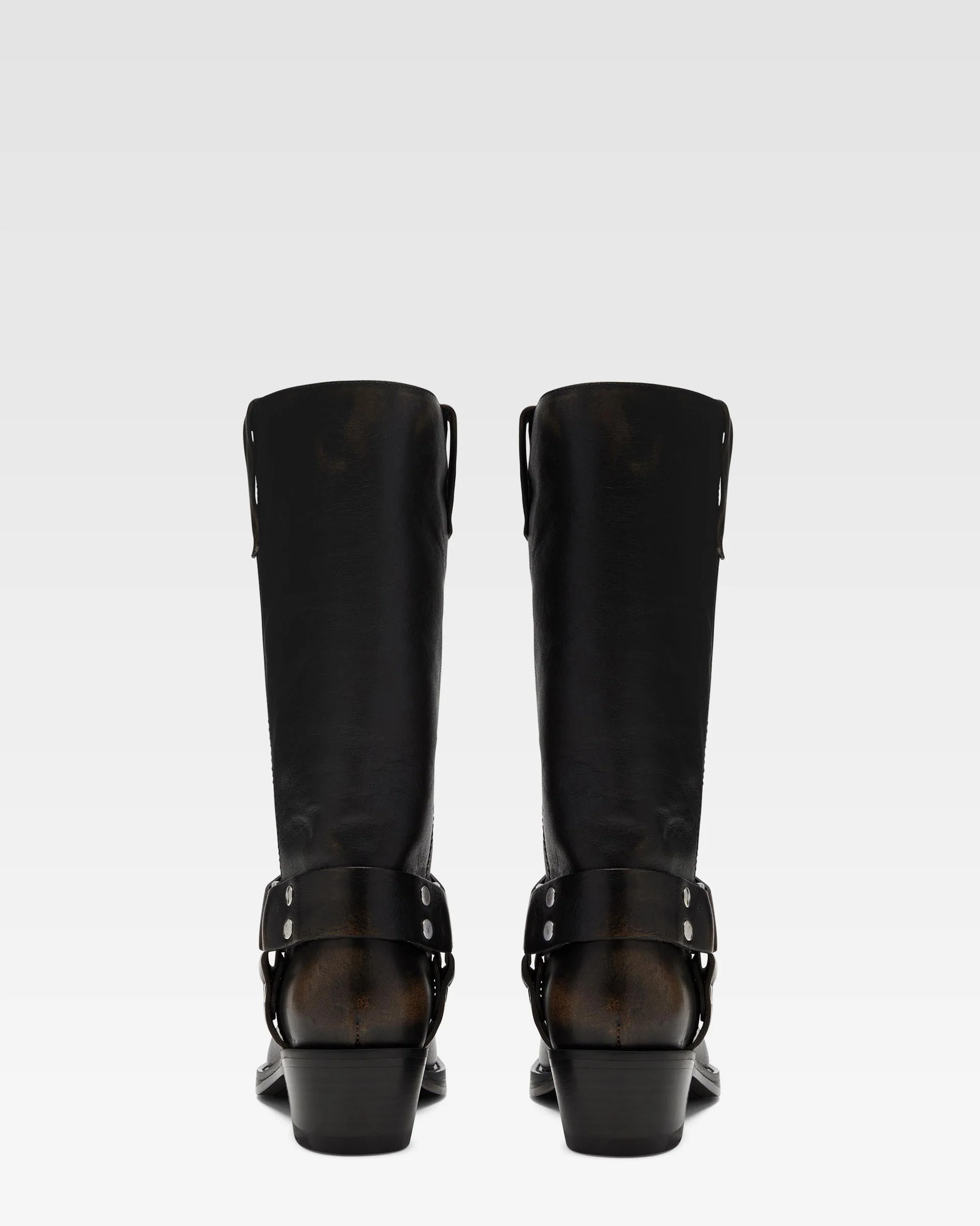 Black brushed leather boots - Image 4