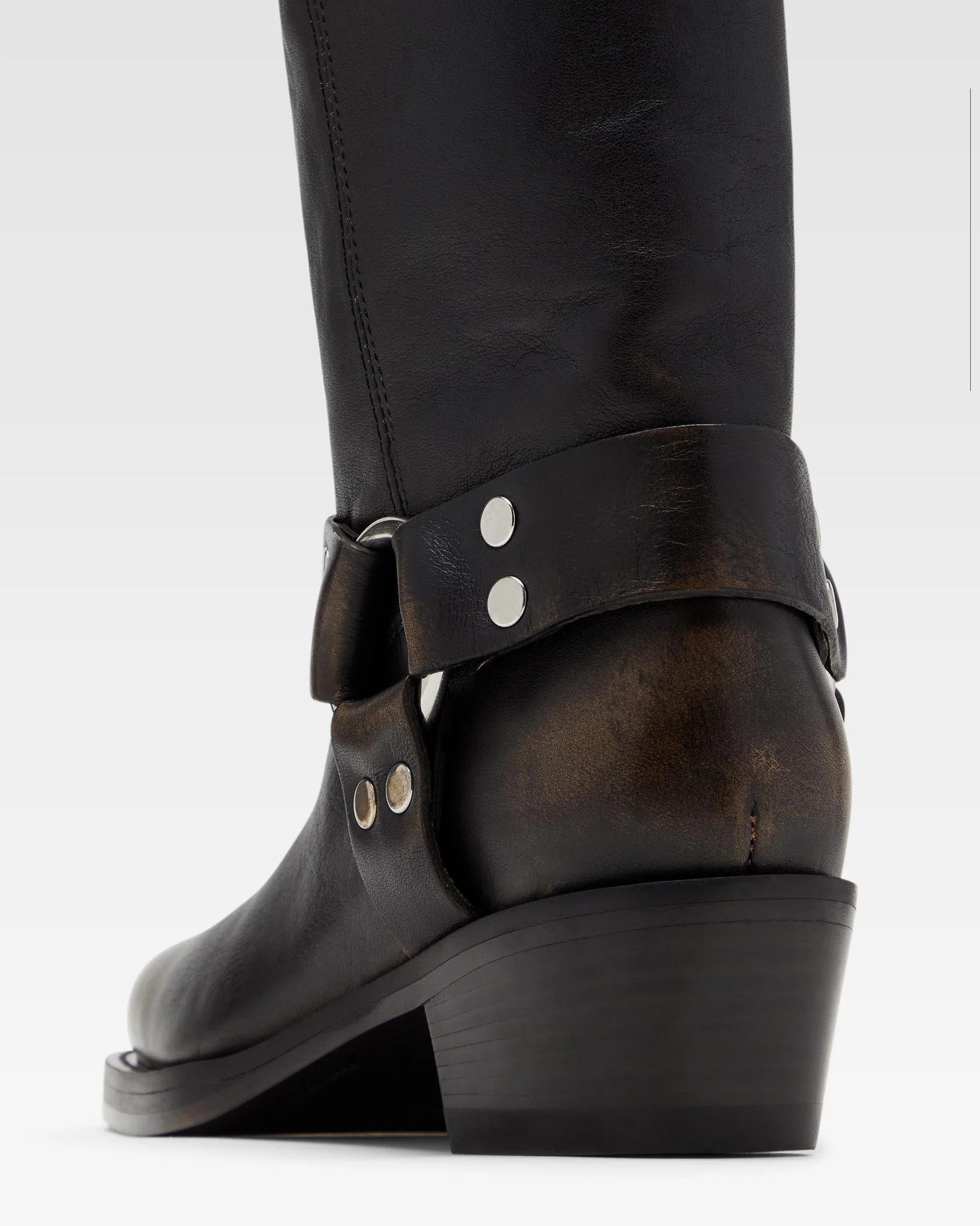 Black brushed leather boots - Image 5
