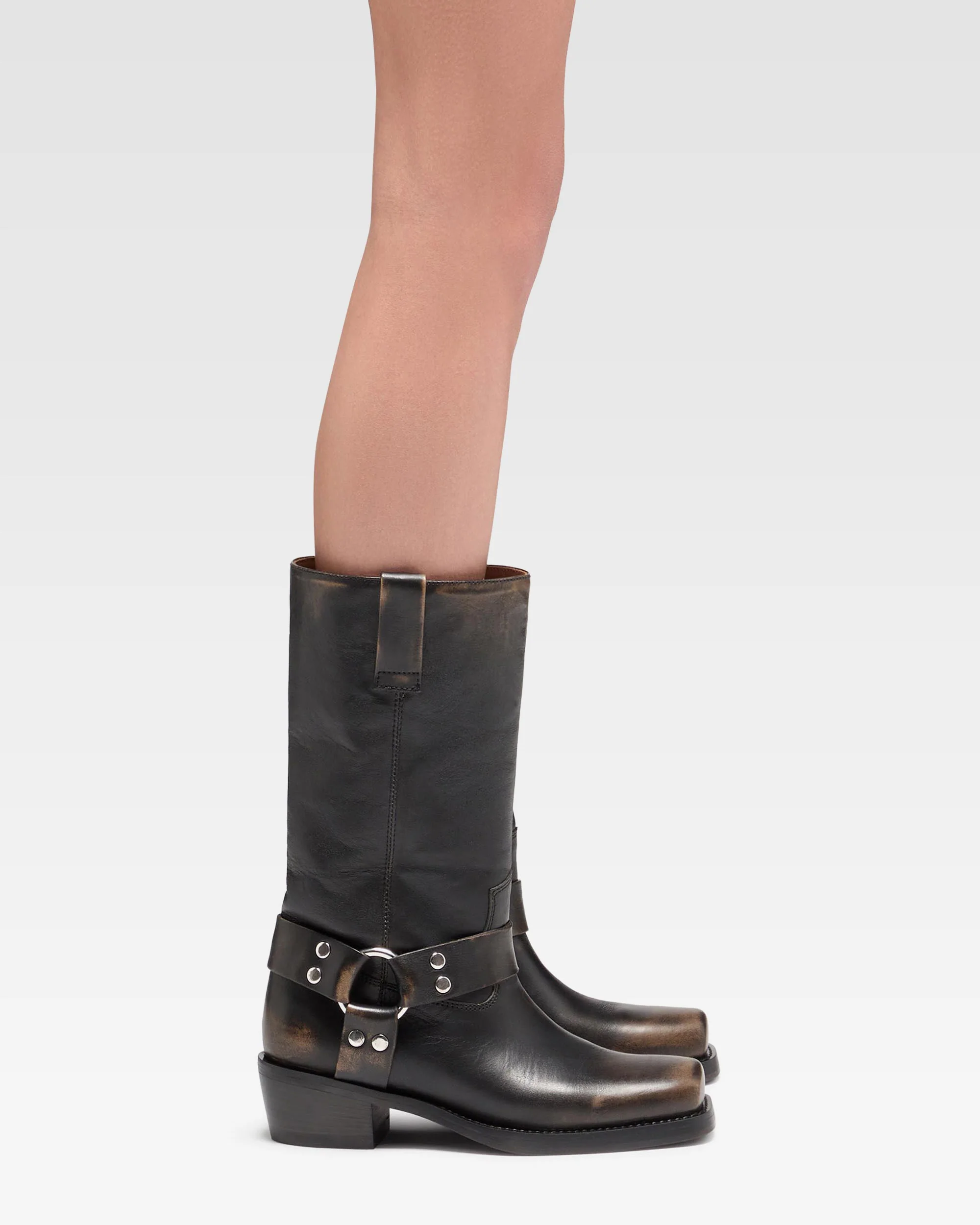 Black brushed leather boots - Image 6