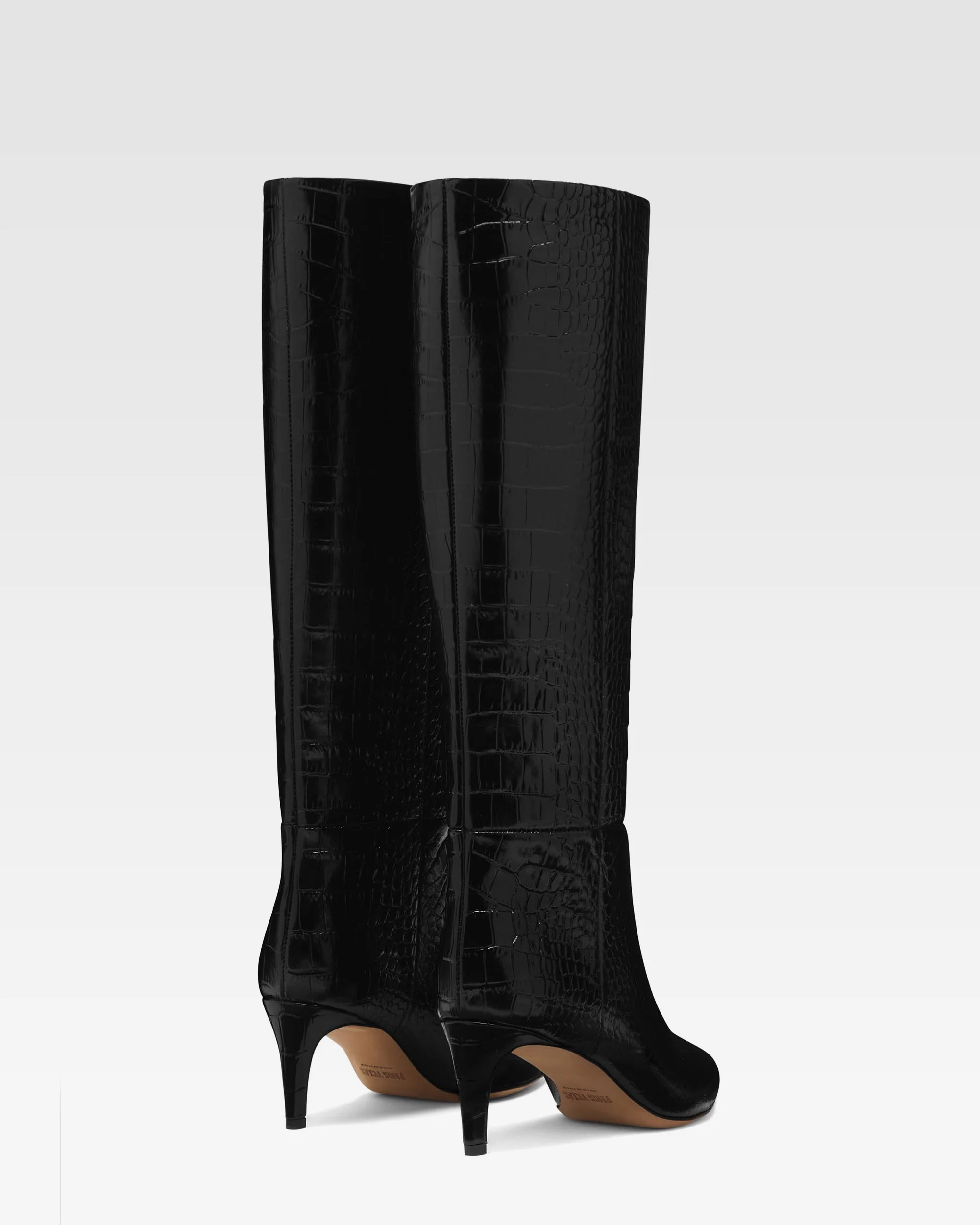 Black croc-effect leather heel 60 boots - Image 3