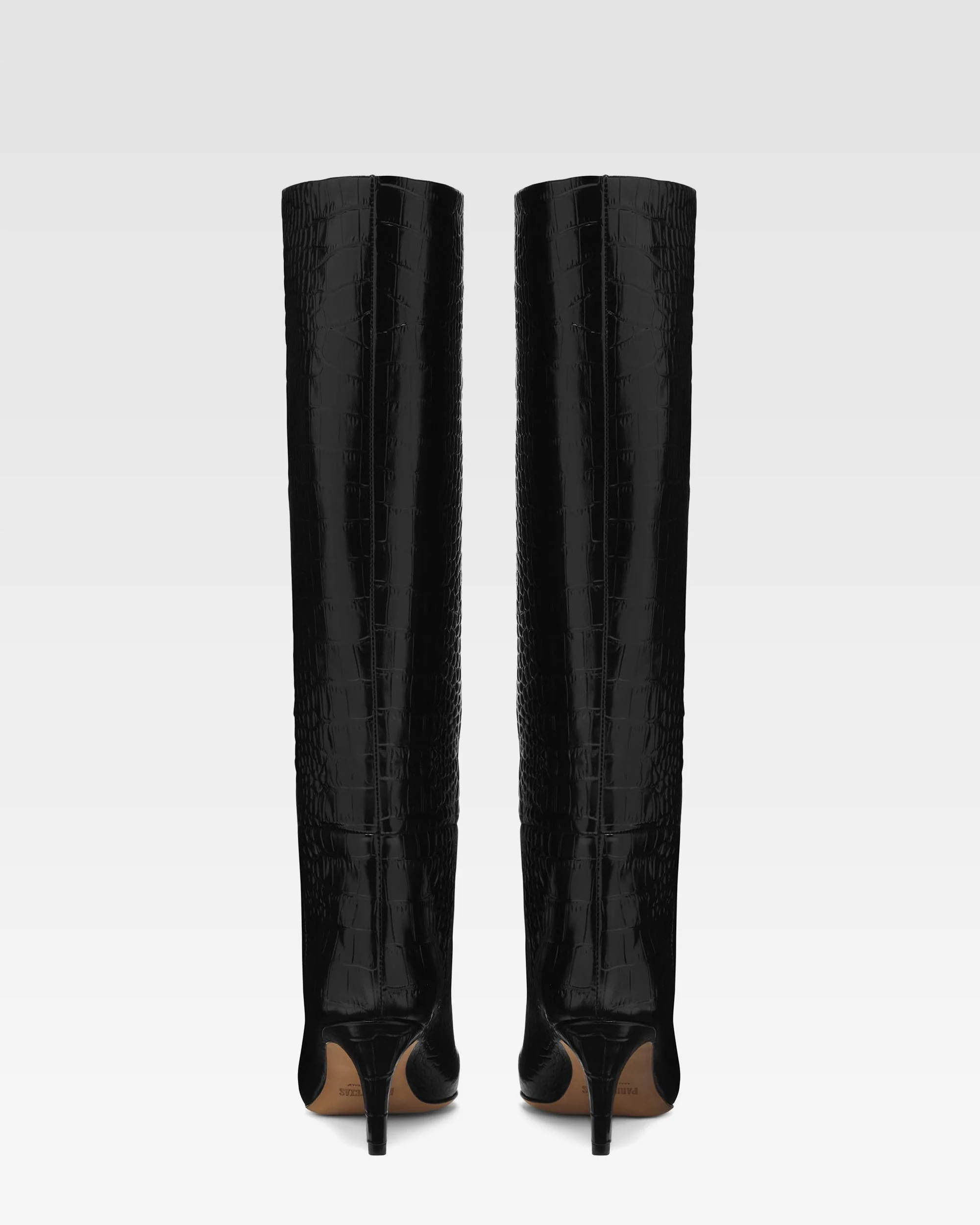 Black croc-effect leather heel 60 boots - Image 4