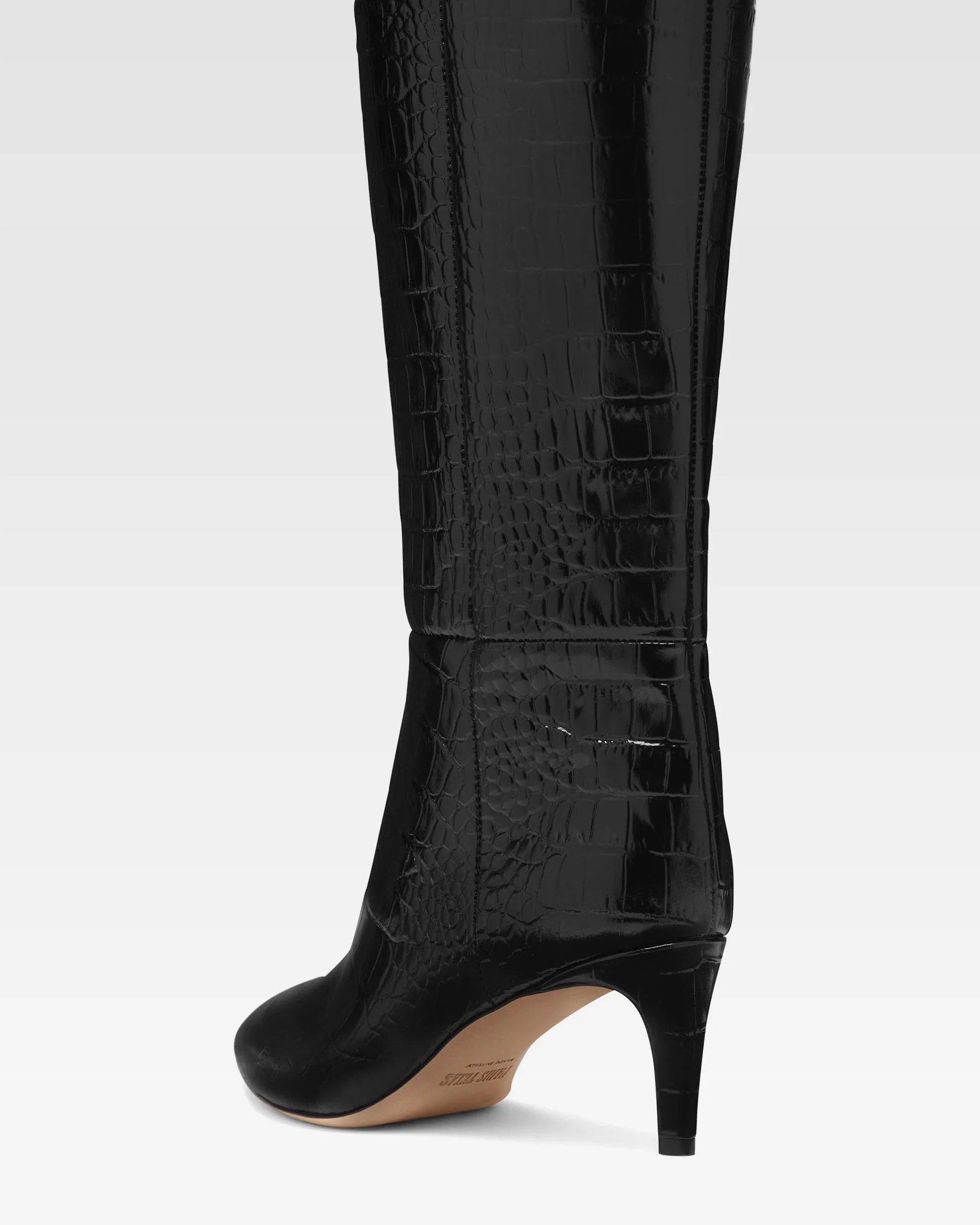 Black croc-effect leather heel 60 boots - Image 5