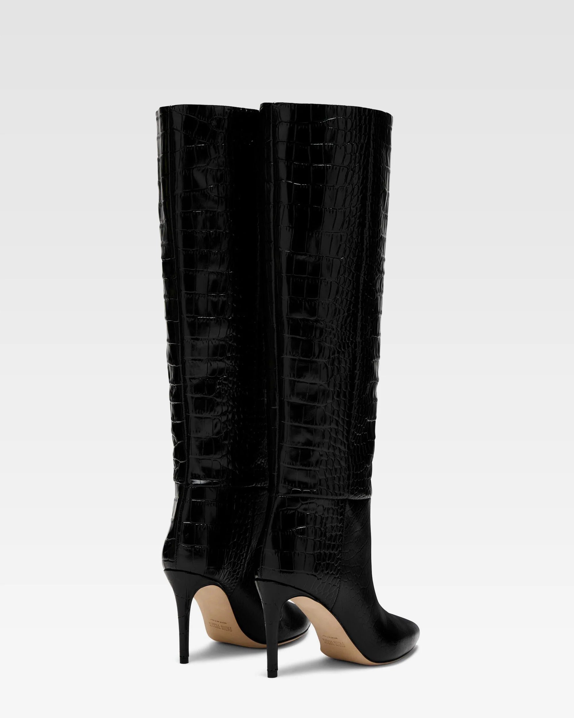 Black croc-effect leather heel 85 boots - Image 3