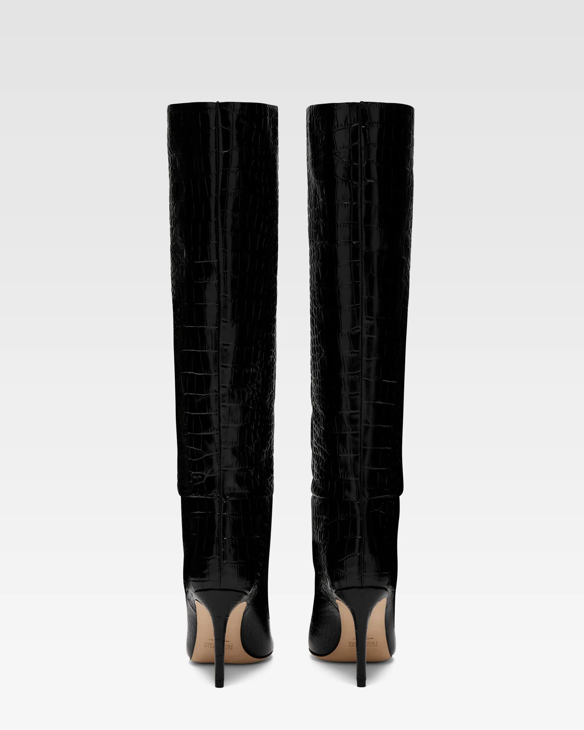 Black croc-effect leather heel 85 boots - Image 4