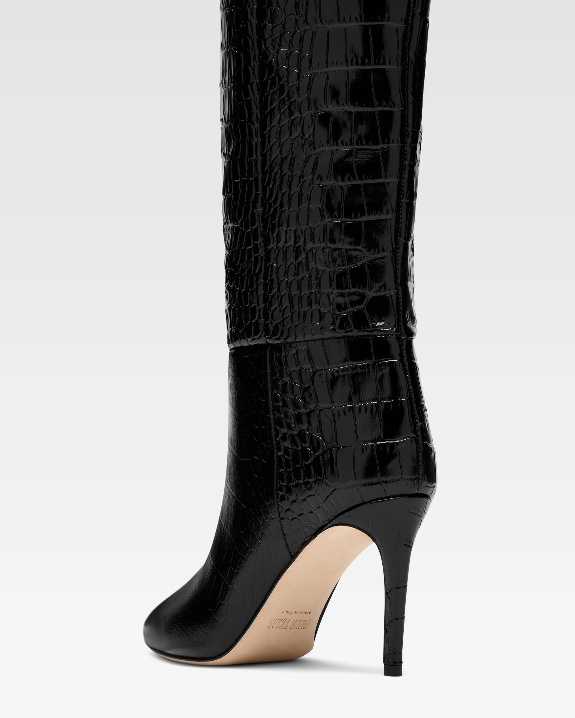 Black croc-effect leather heel 85 boots - Image 5