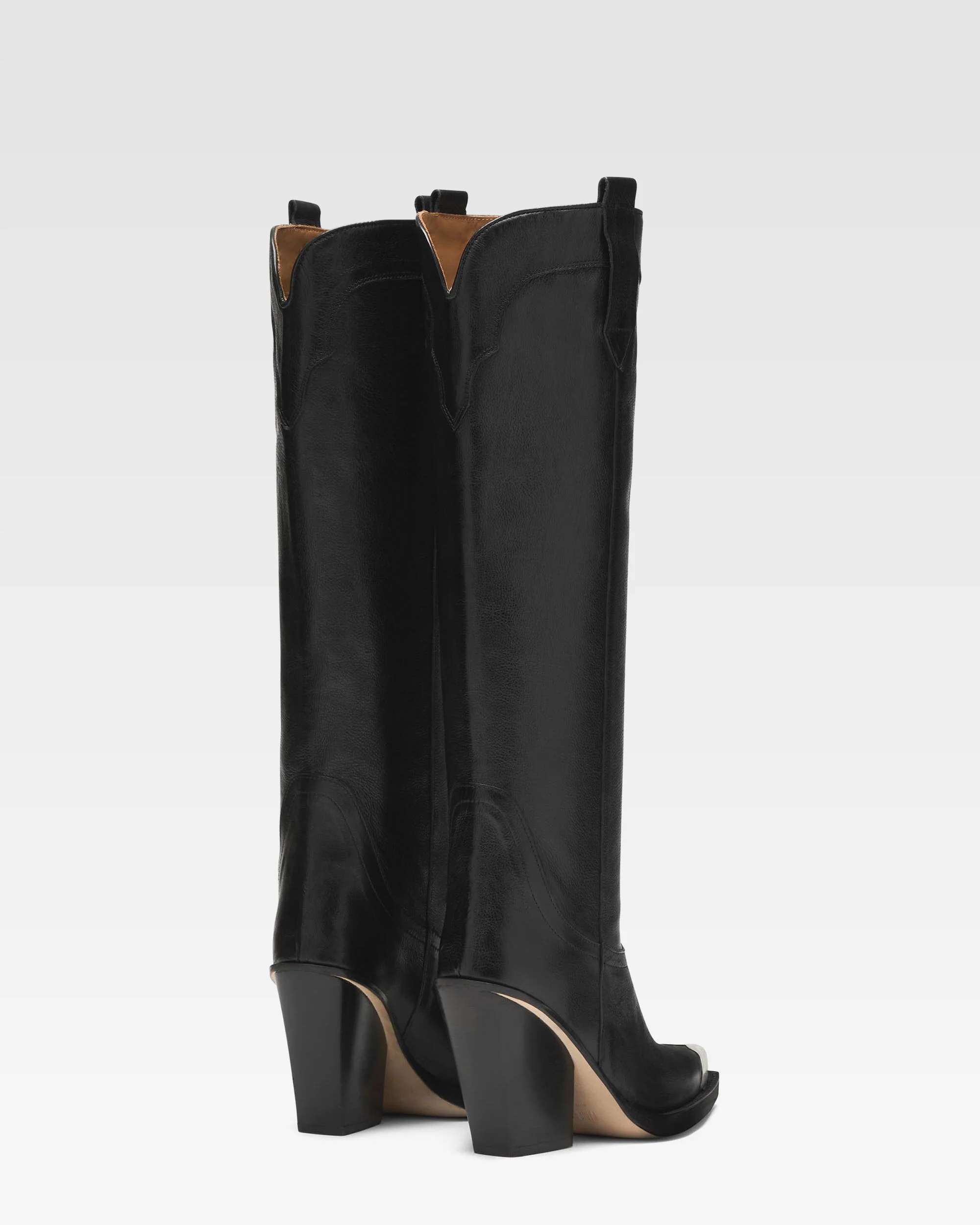 Black leather embellished toe boot - Image 3