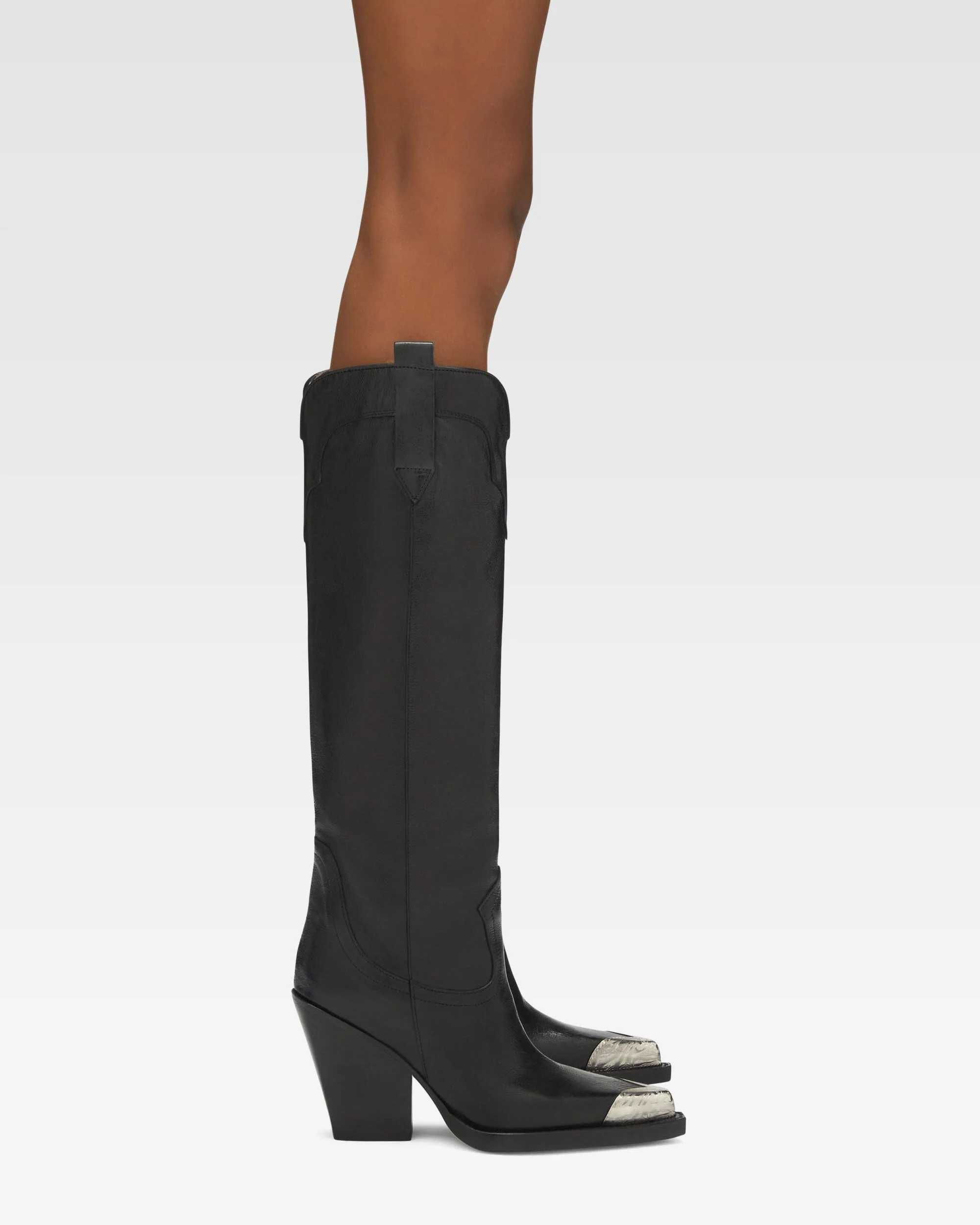 Black leather embellished toe boot - Image 6