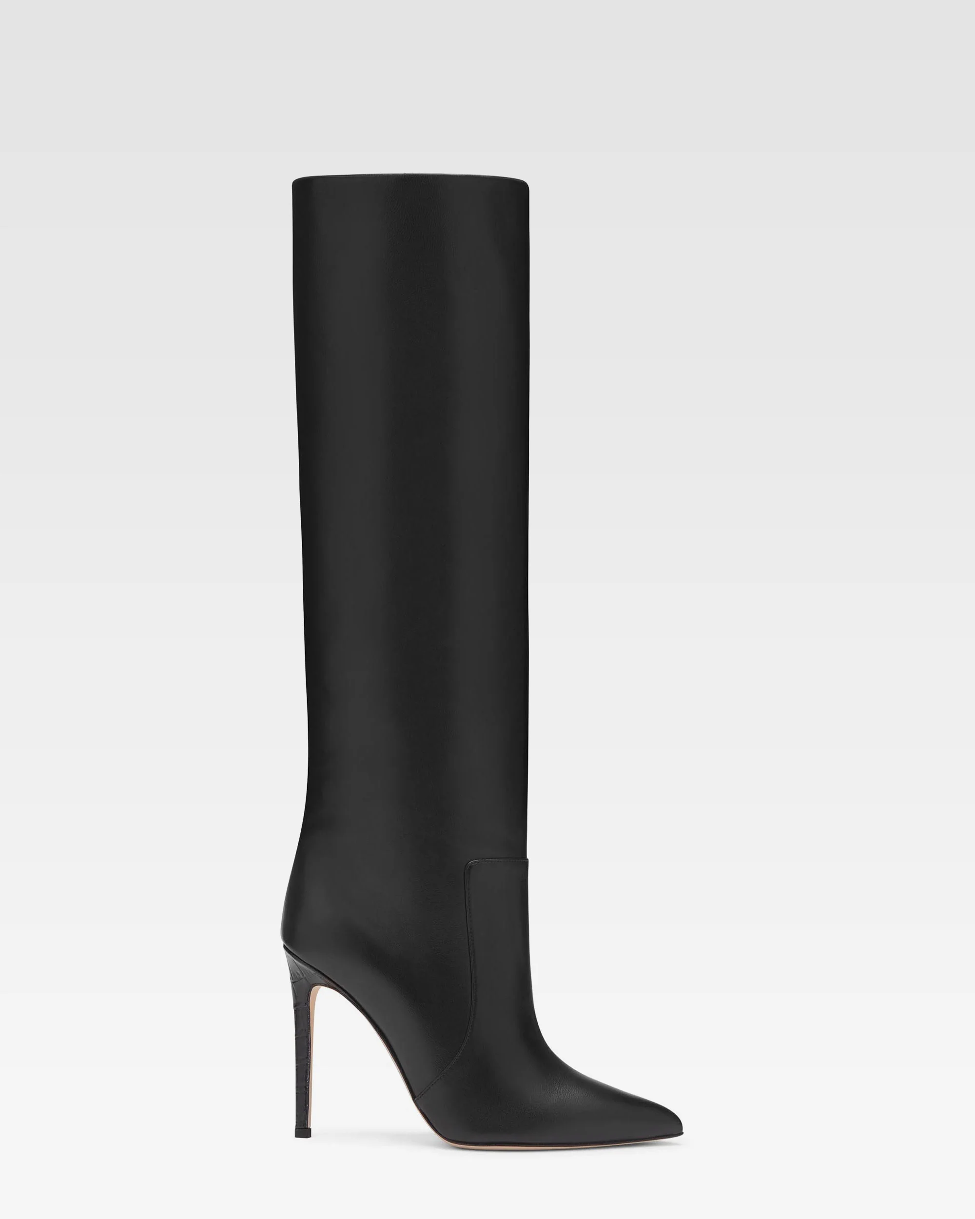 Black nappa leather stiletto boots
