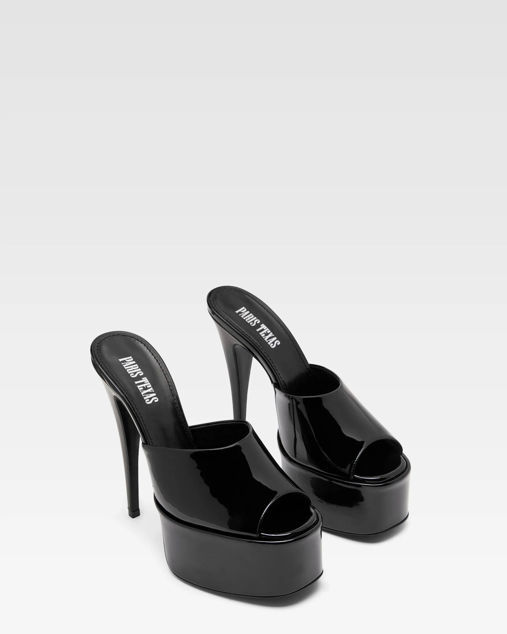 Black patent leather platform mules - Image 2