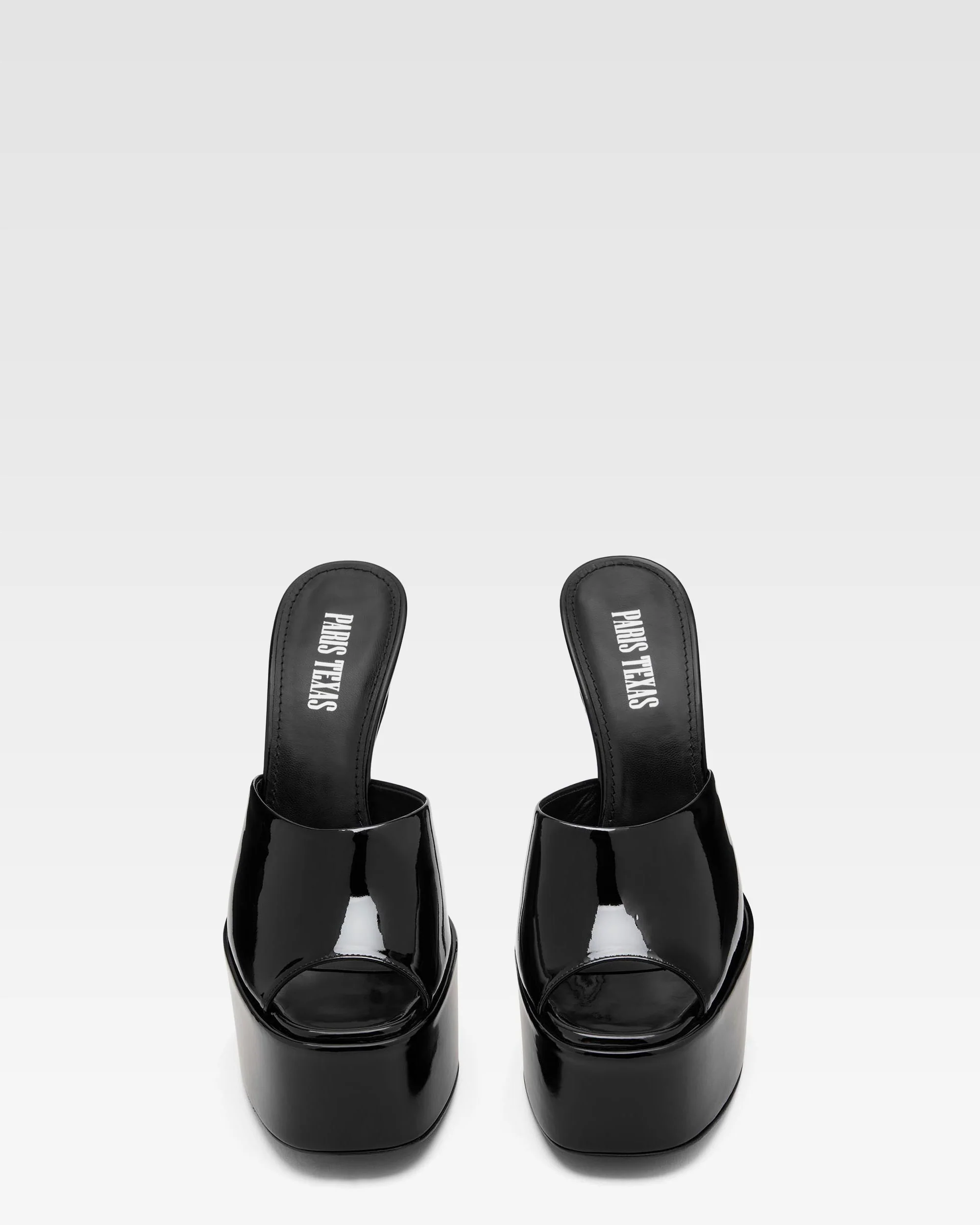 Black patent leather platform mules - Image 3