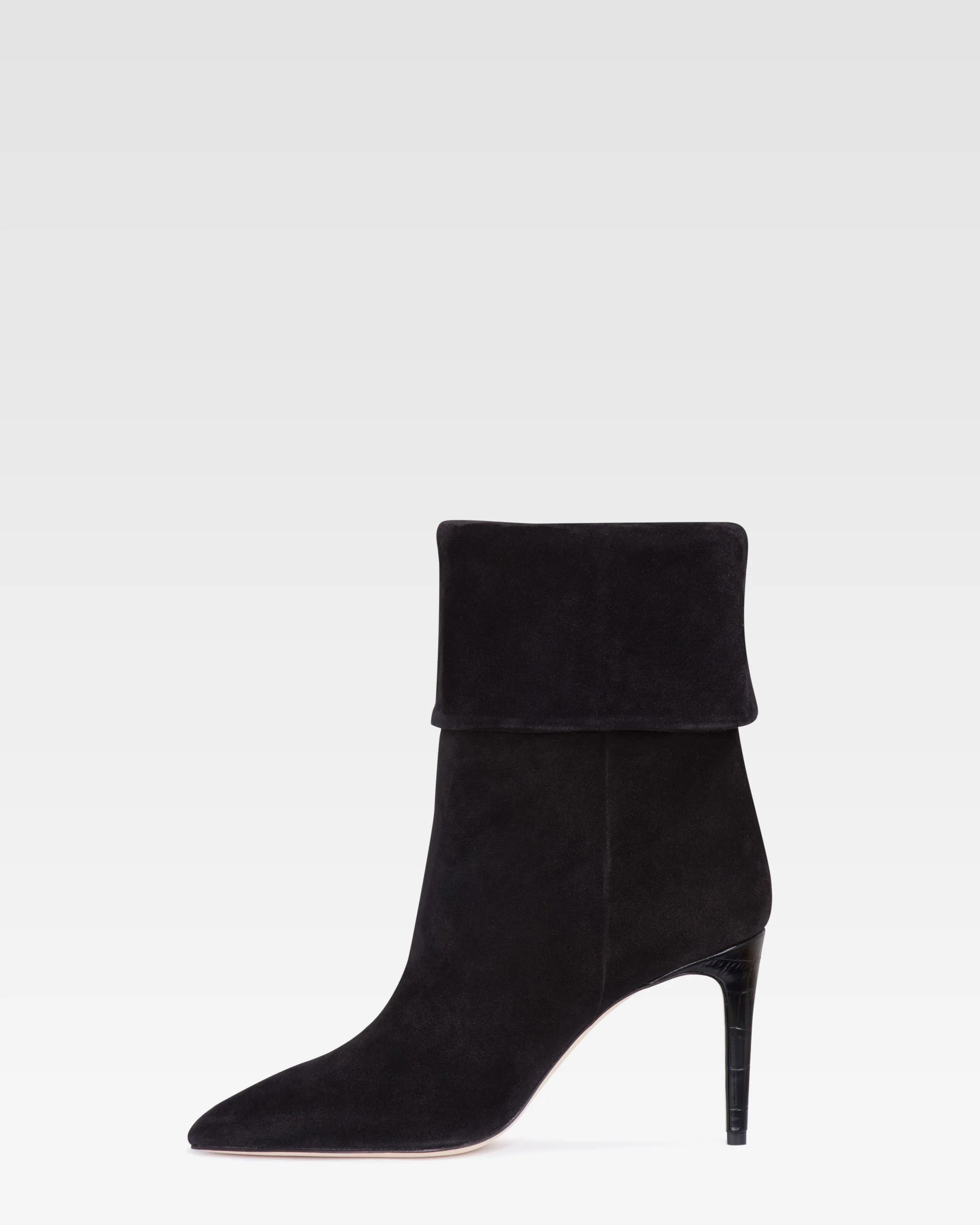 Black calf suede ankle boots with turn-down collar - Image 3