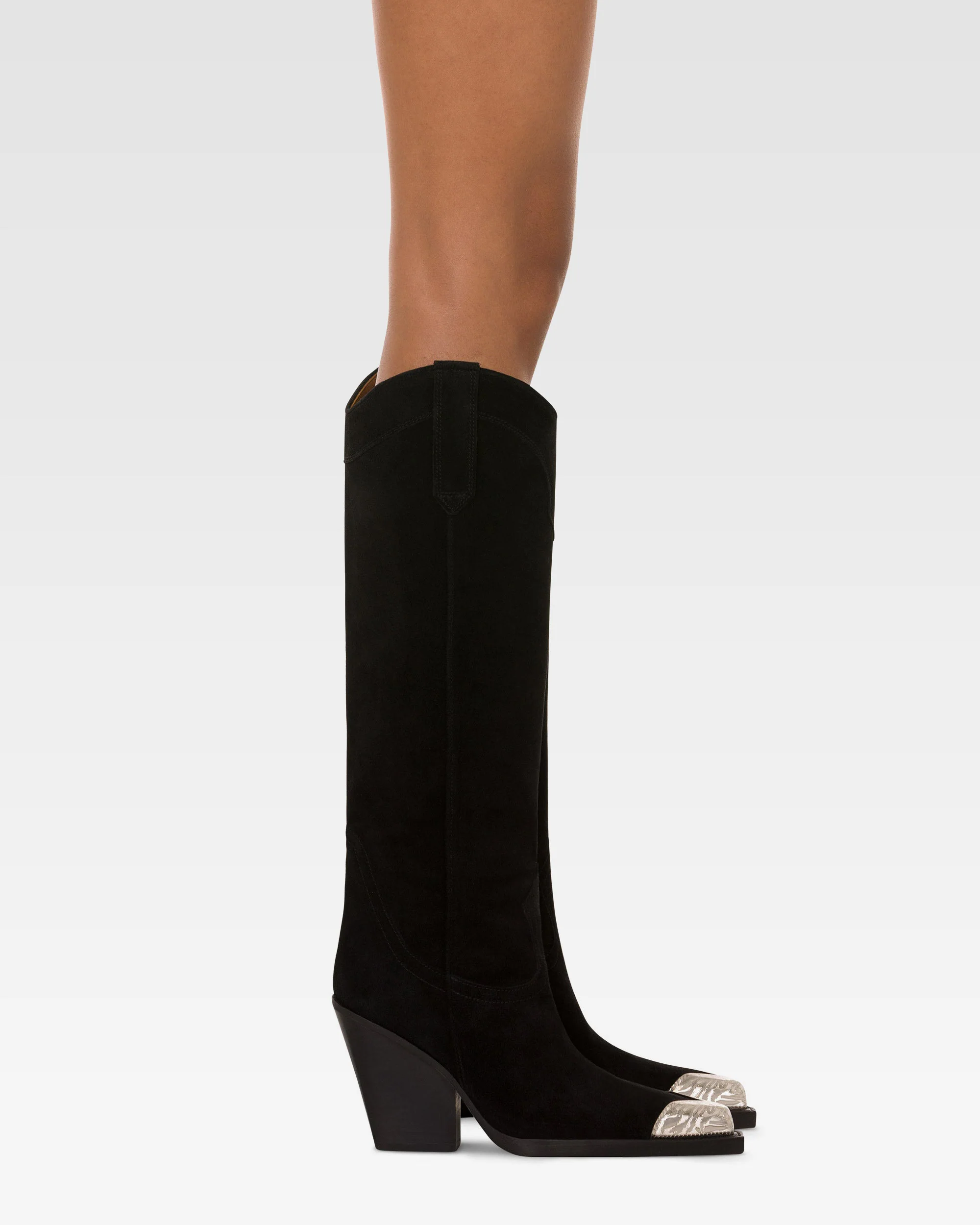 Black suede Texan boot - Image 6
