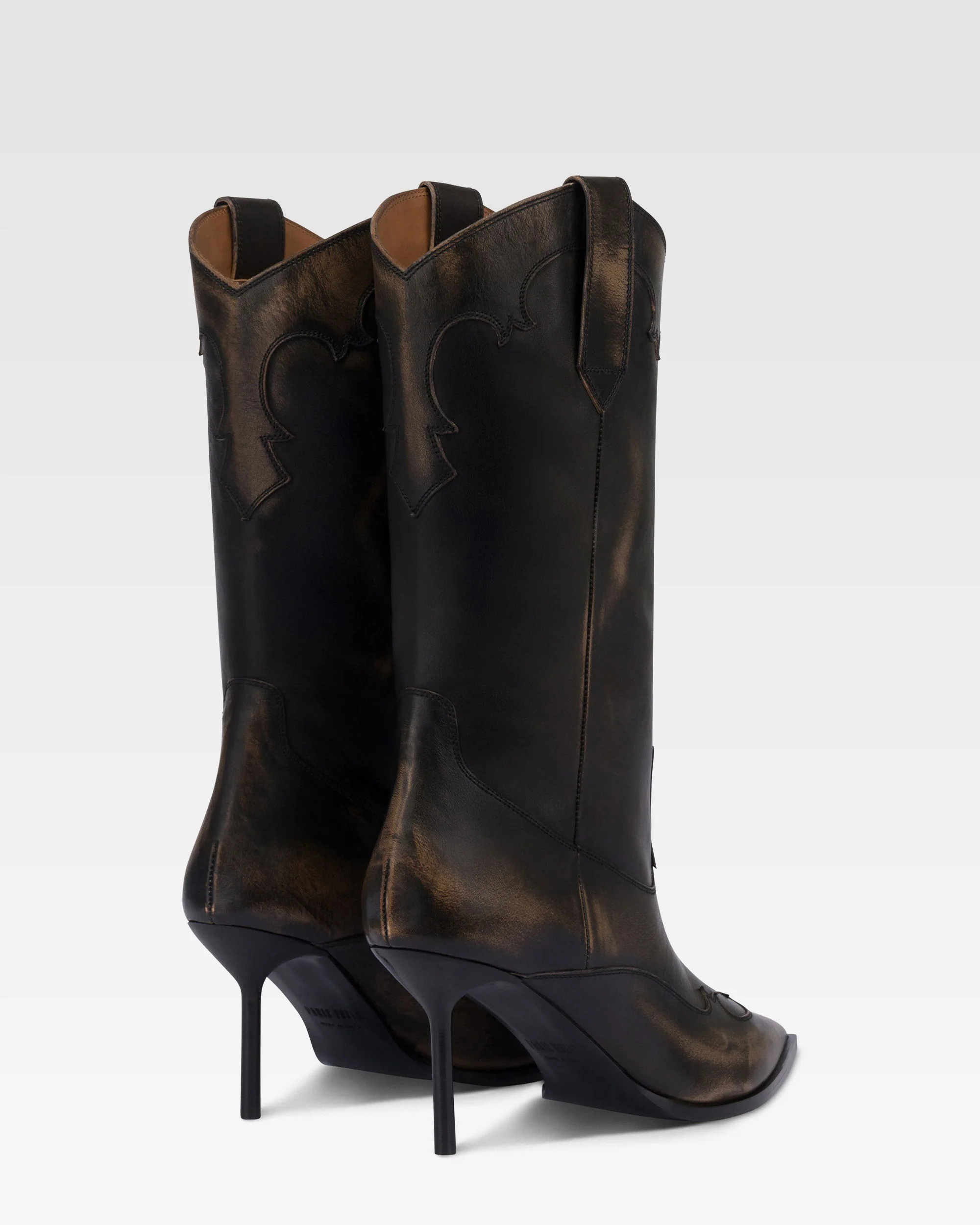Boots in black brushed leather. - Image 3