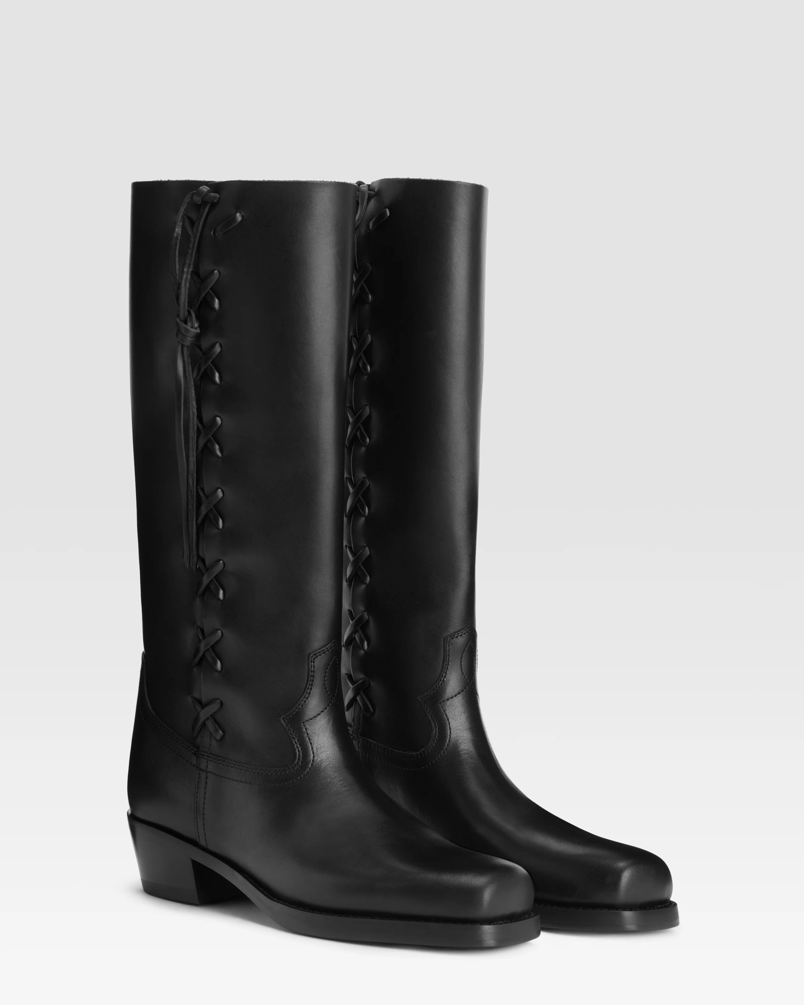Leather boot with side braiding - Image 2