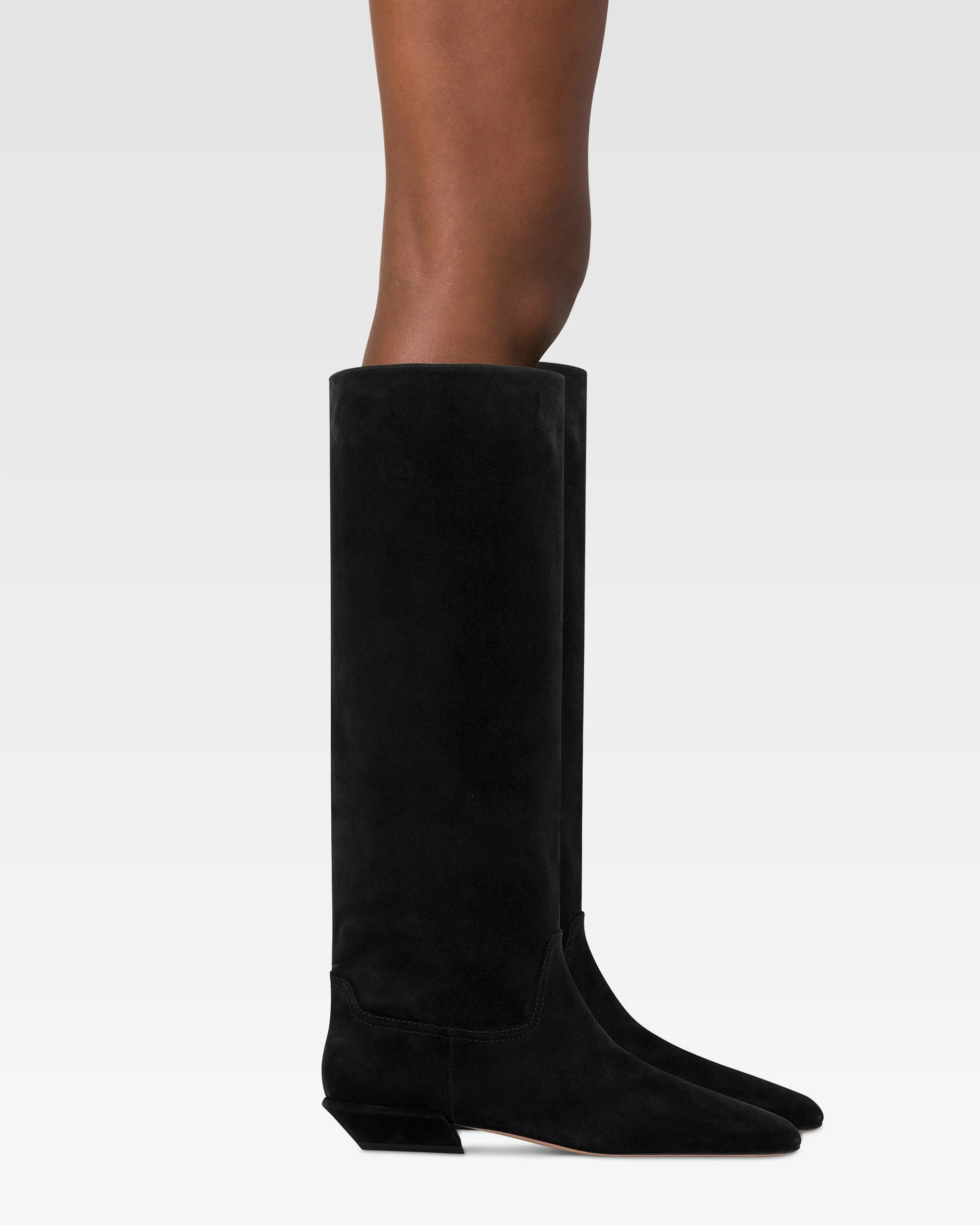 Boots in black calf suede leather. - Image 6