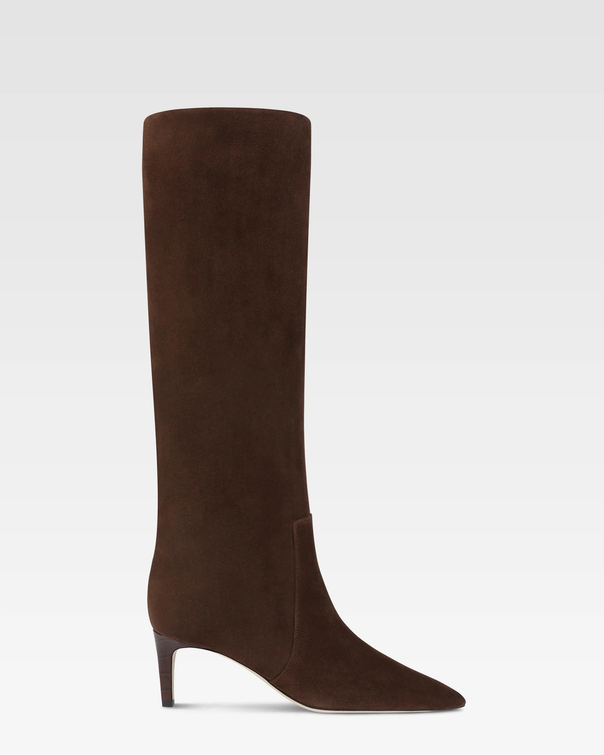 Boots in chocolate calf suede leather
