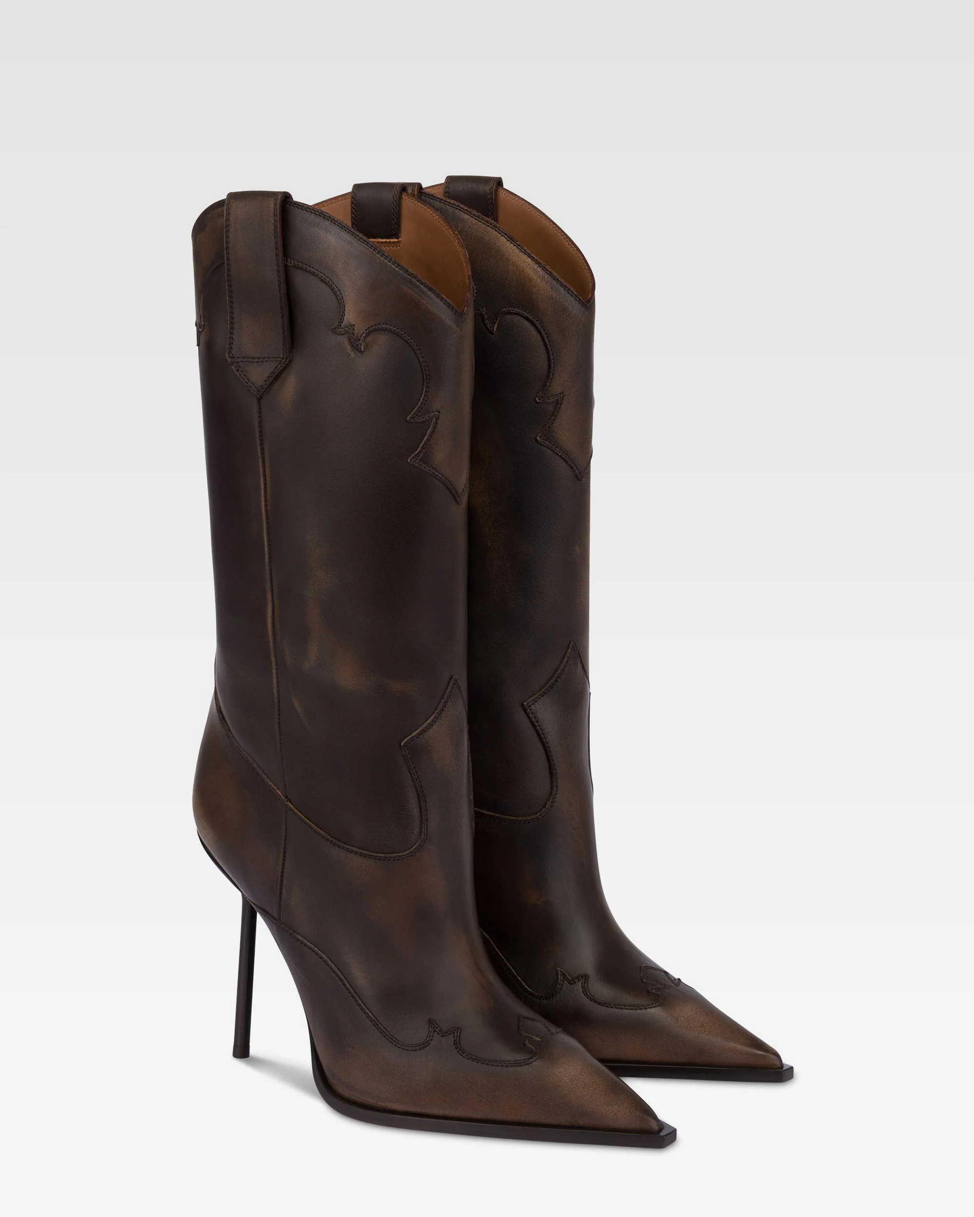Boots in ebony brushed leather. - Image 2