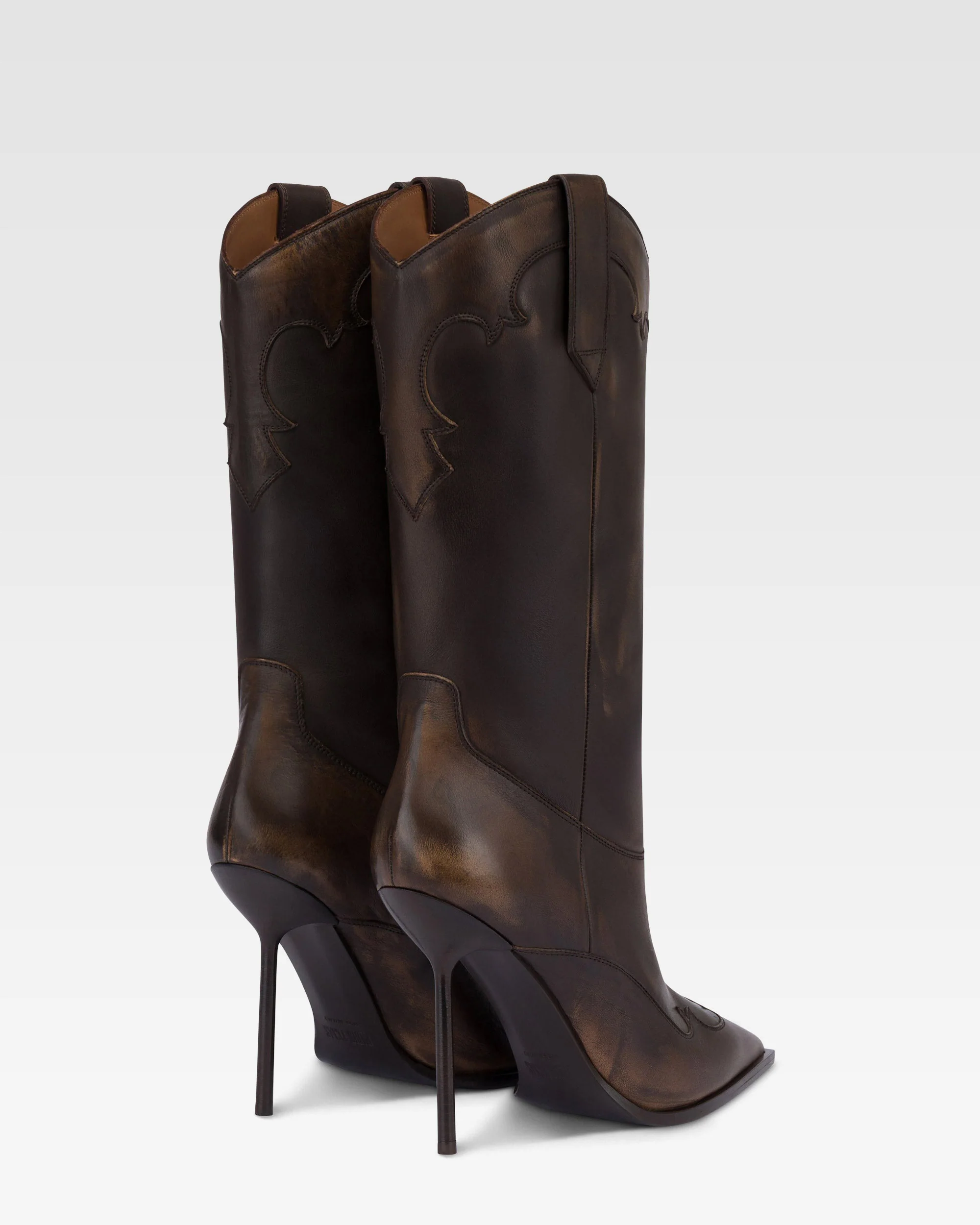 Boots in ebony brushed leather. - Image 3