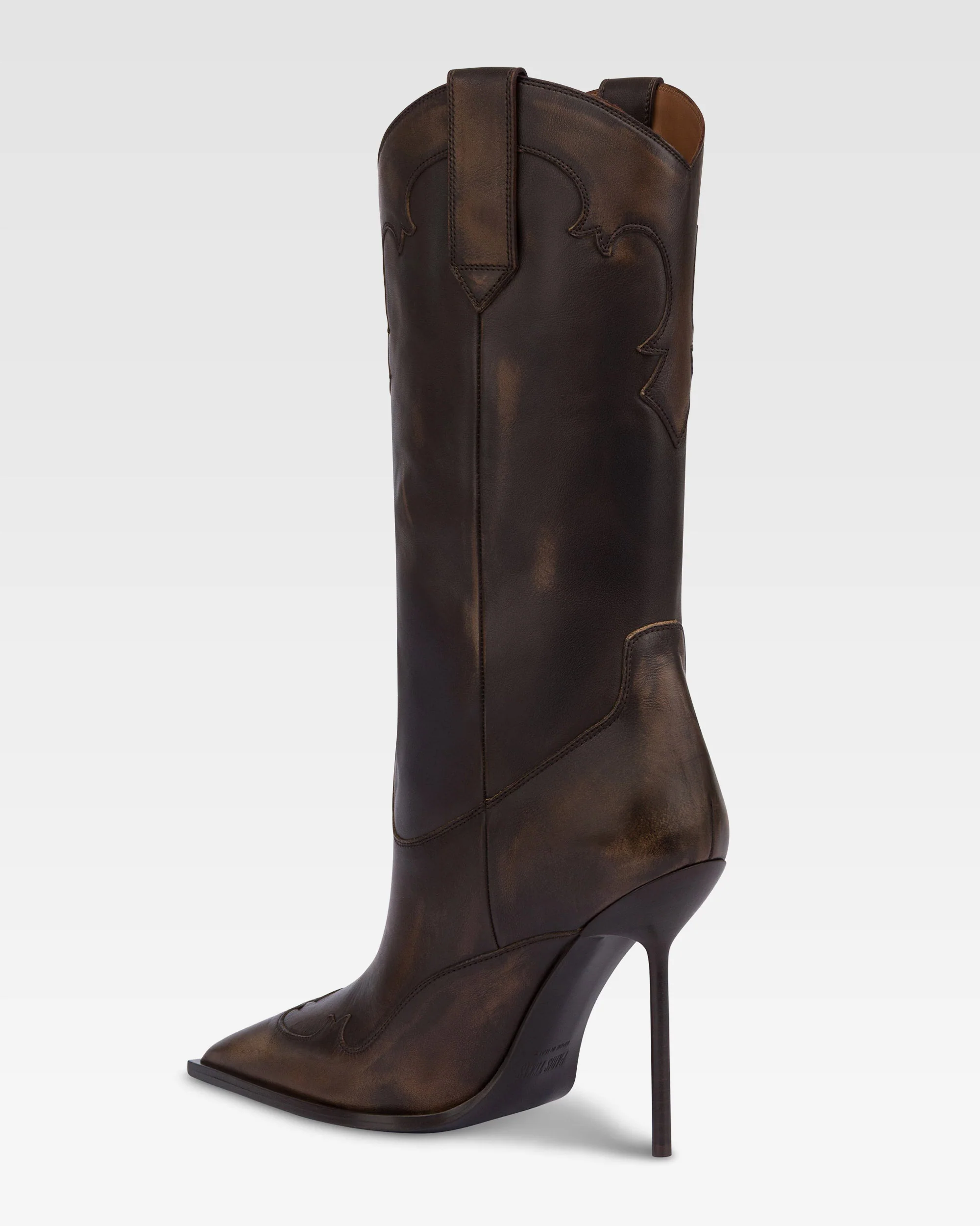 Boots in ebony brushed leather. - Image 5