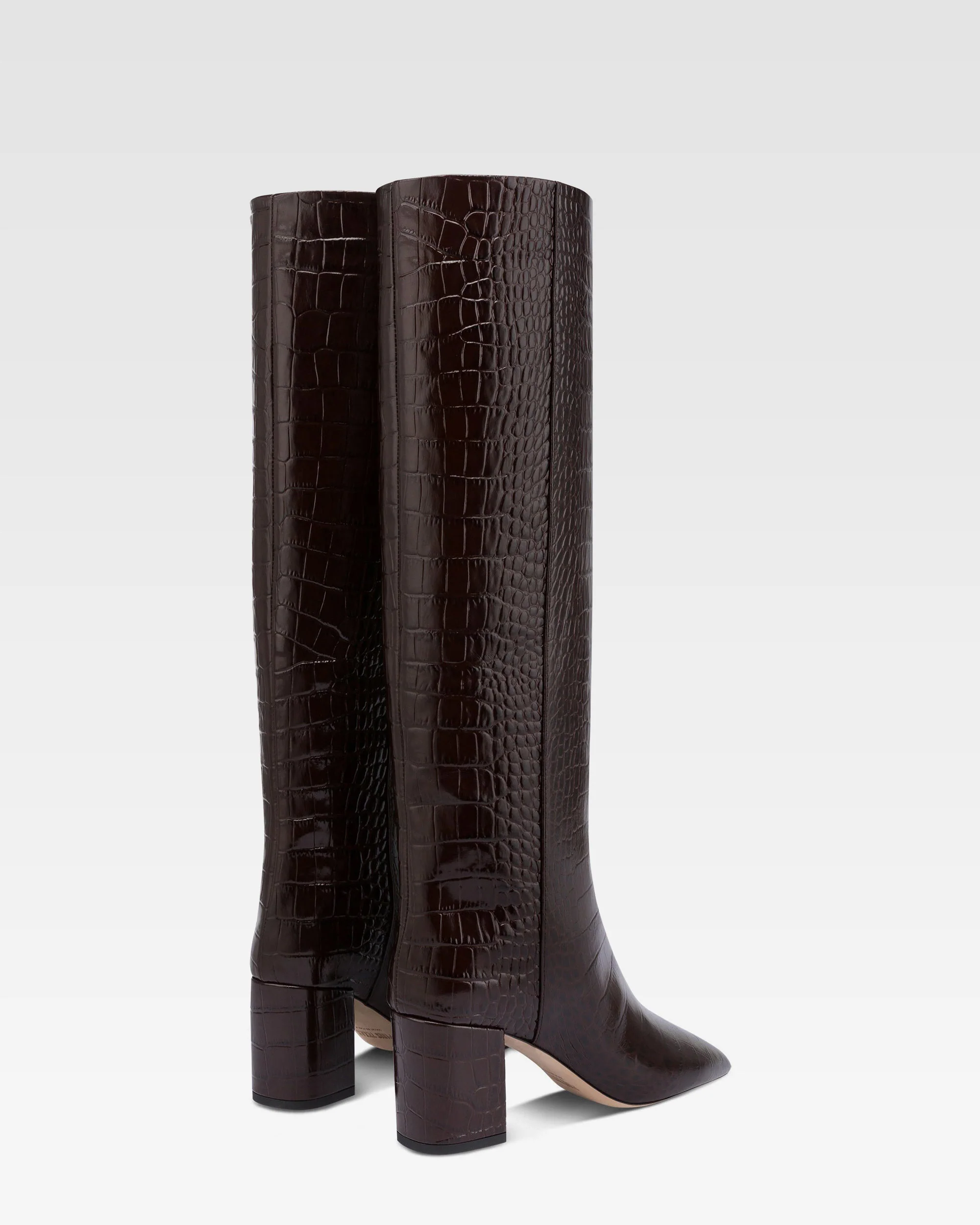Boots in ebony croco-embossed leather - Image 3
