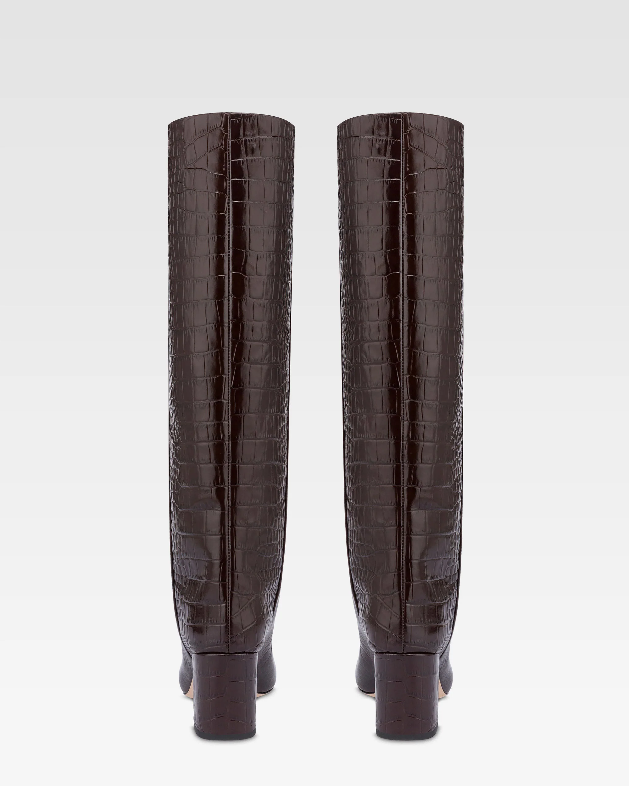 Boots in ebony croco-embossed leather - Image 4