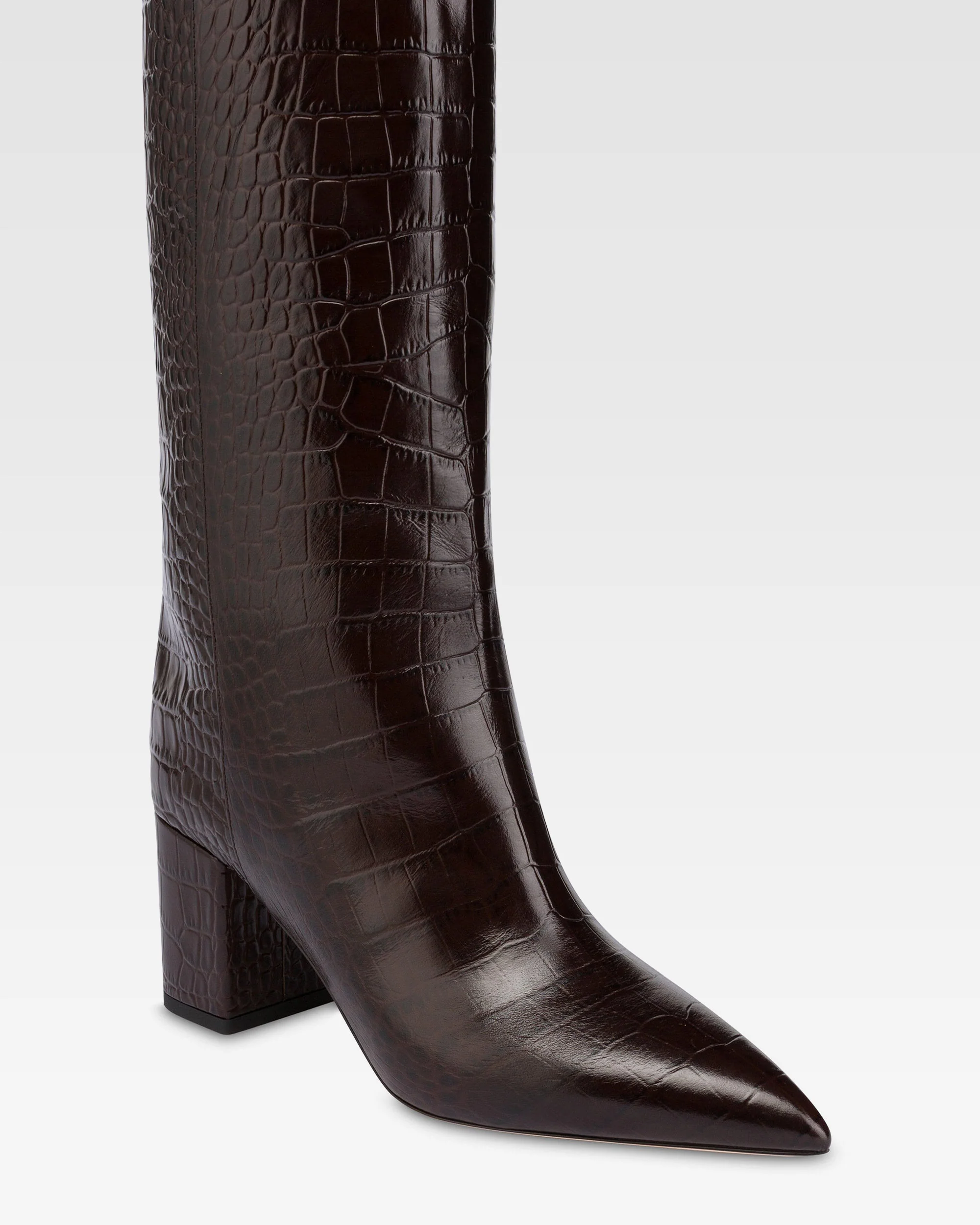 Boots in ebony croco-embossed leather - Image 5