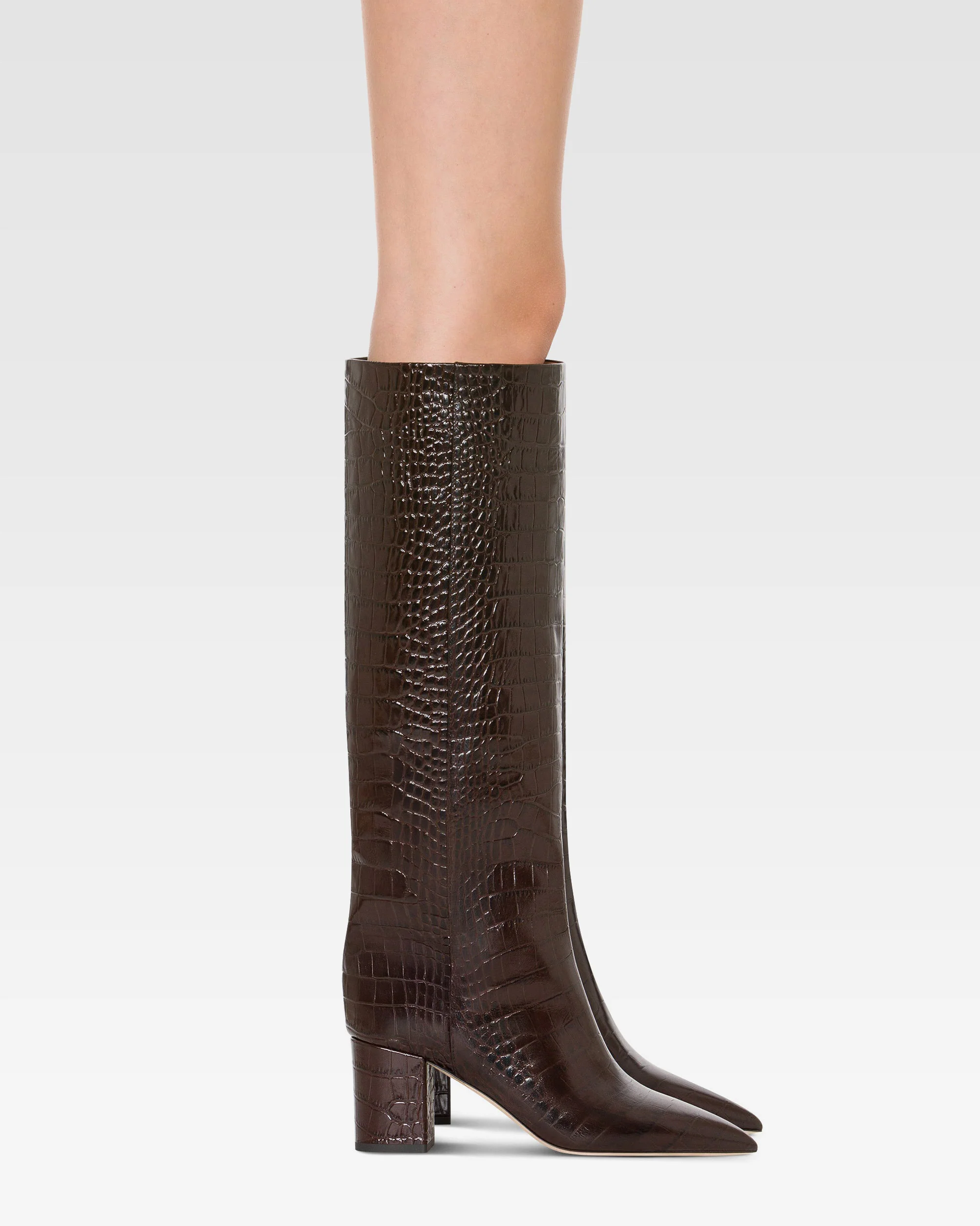 Boots in ebony croco-embossed leather - Image 6