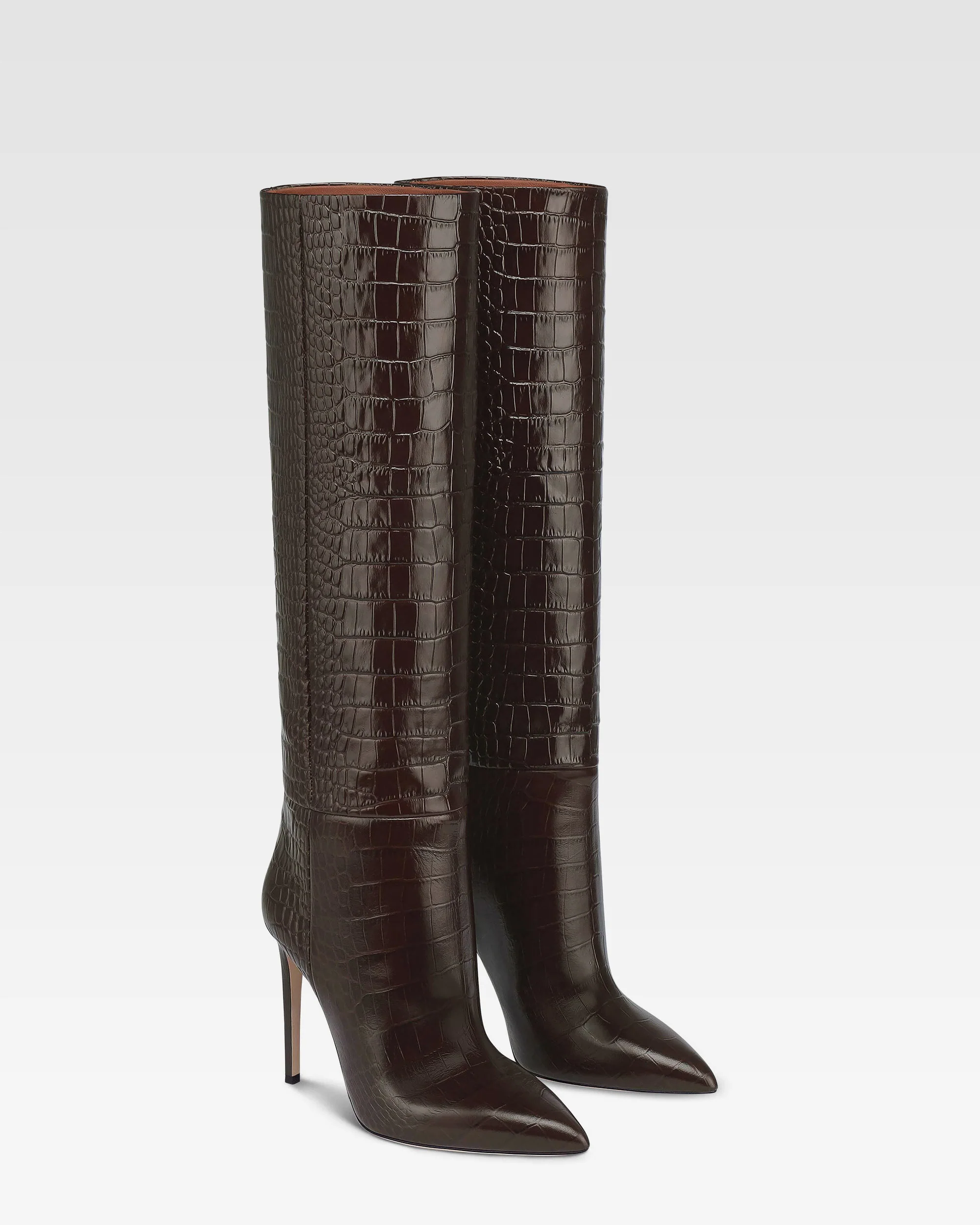 Boots in ebony croco-embossed leather - Image 2