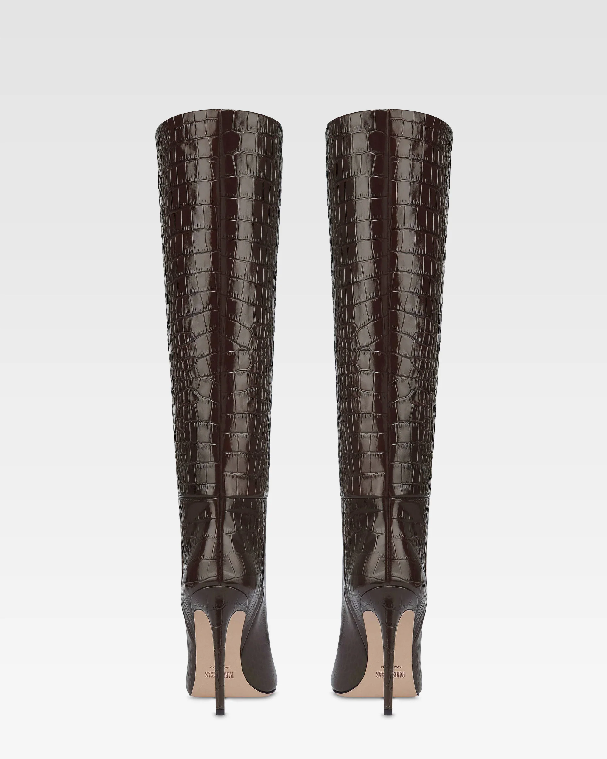 Boots in ebony croco-embossed leather - Image 4