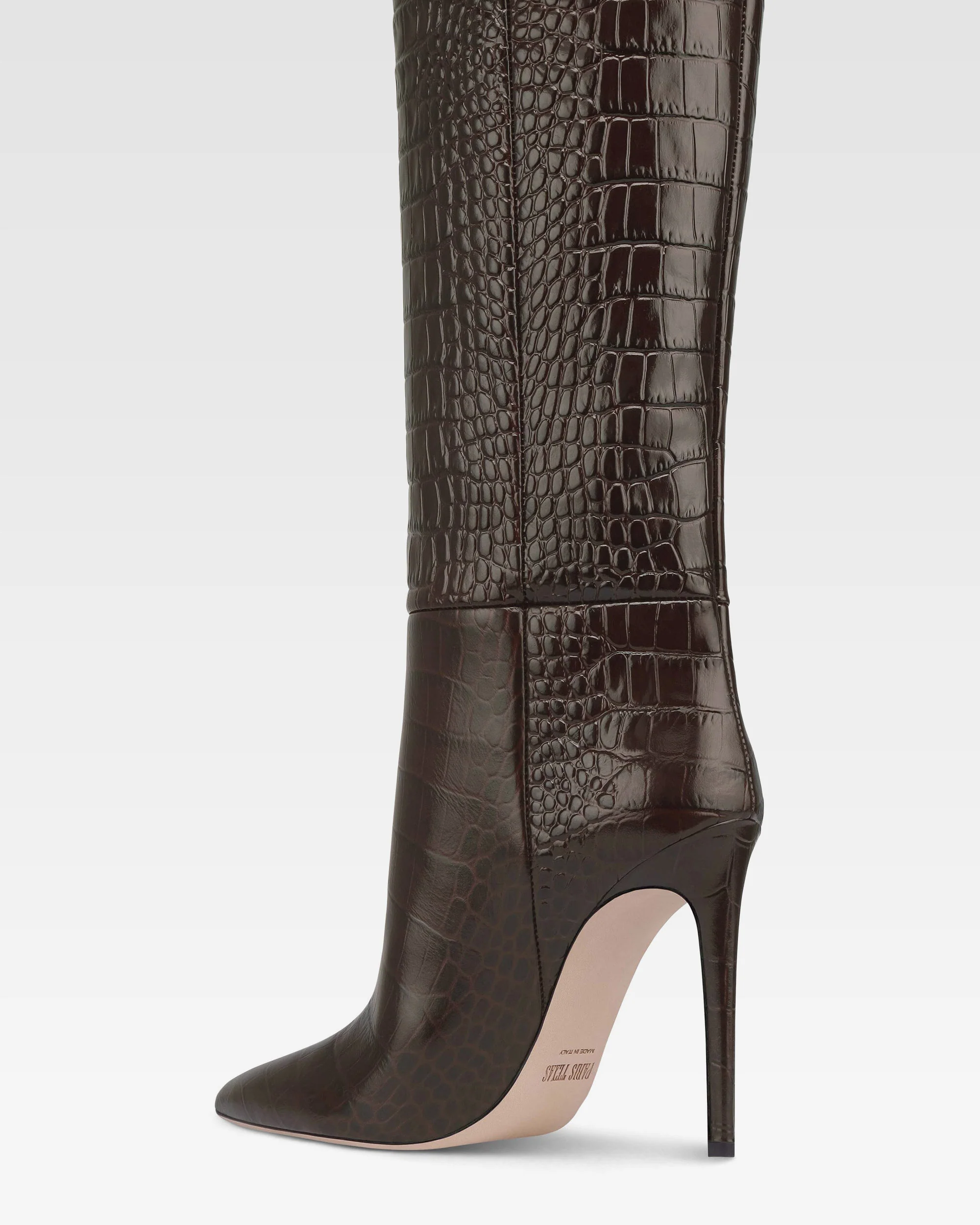 Boots in ebony croco-embossed leather - Image 5