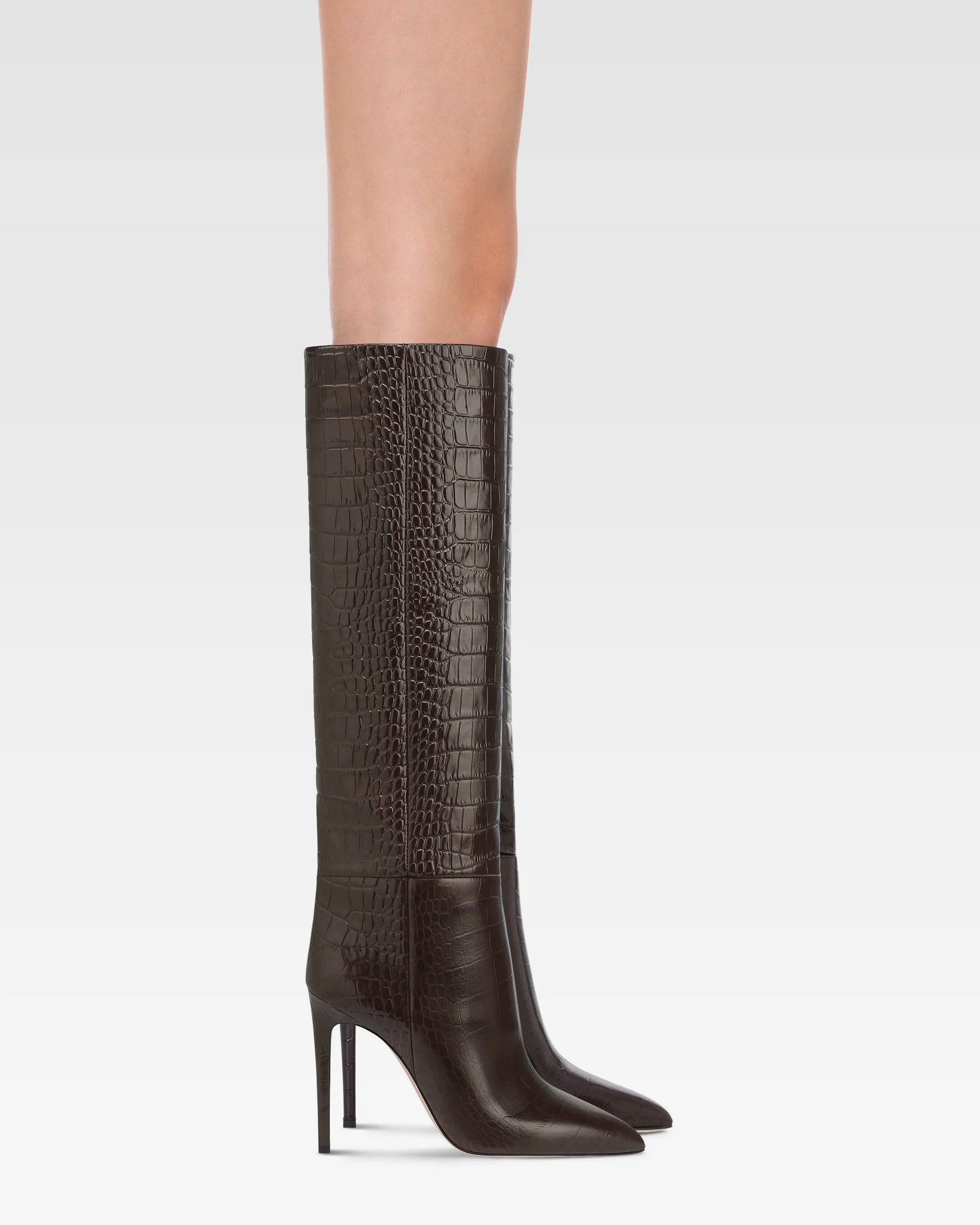 Boots in ebony croco-embossed leather - Image 6